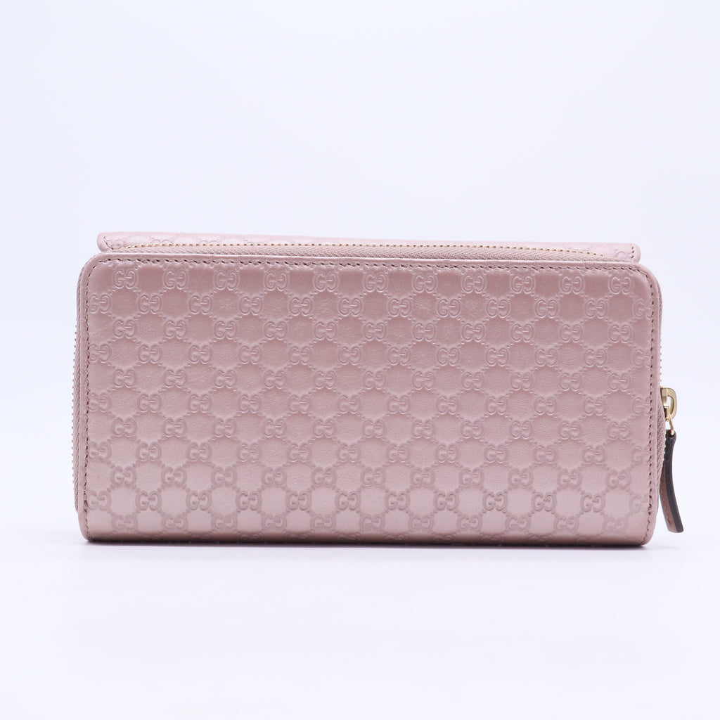 Metallic Pink Microguccissima Leather Continental Wallet W20442