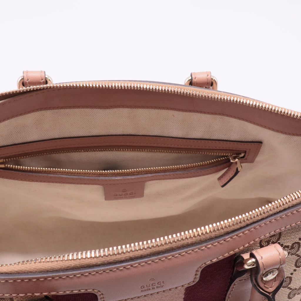 Gucci GG Canvas Web Boston Shoulder Bag Medium