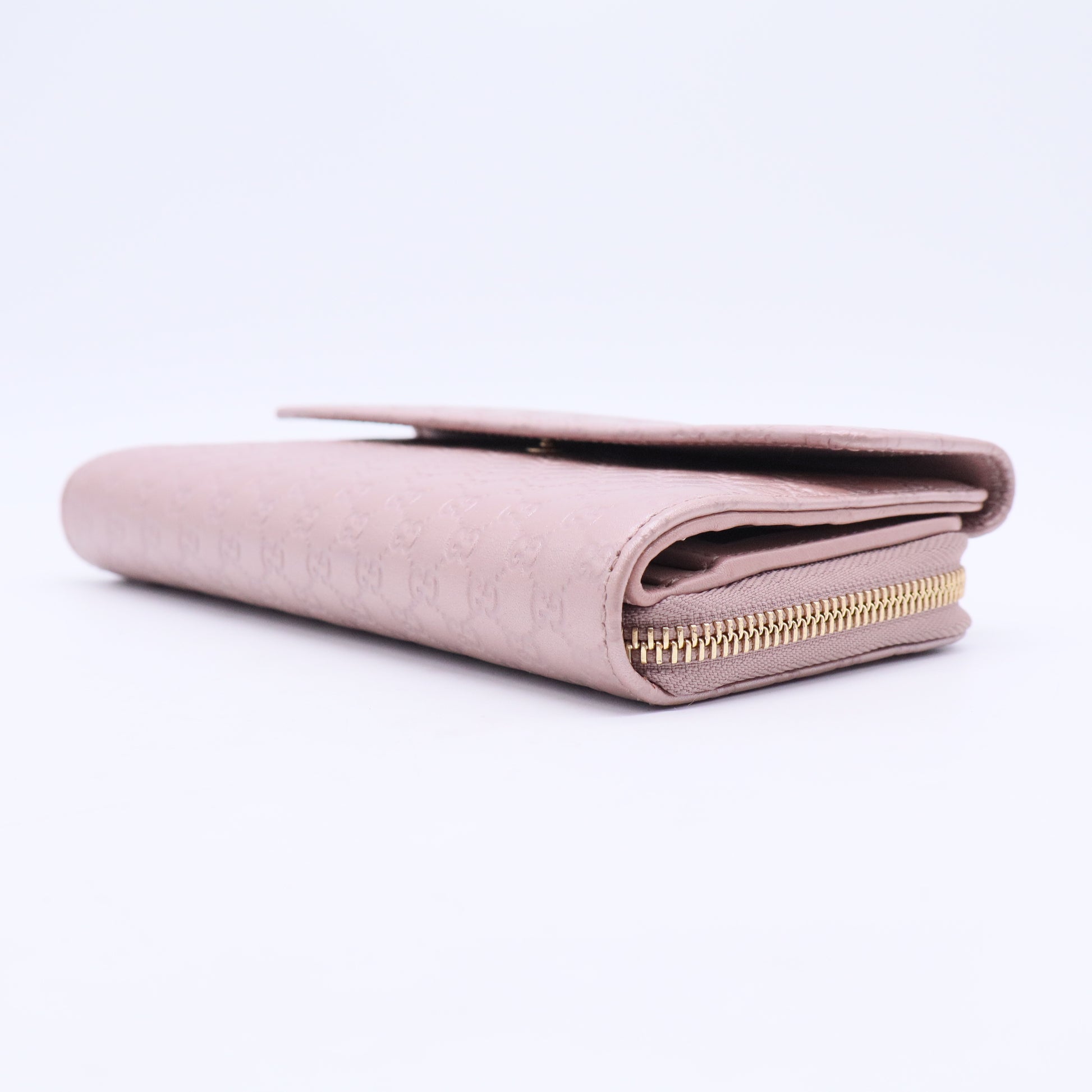 Metallic Pink Microguccissima Leather Continental Wallet W20442