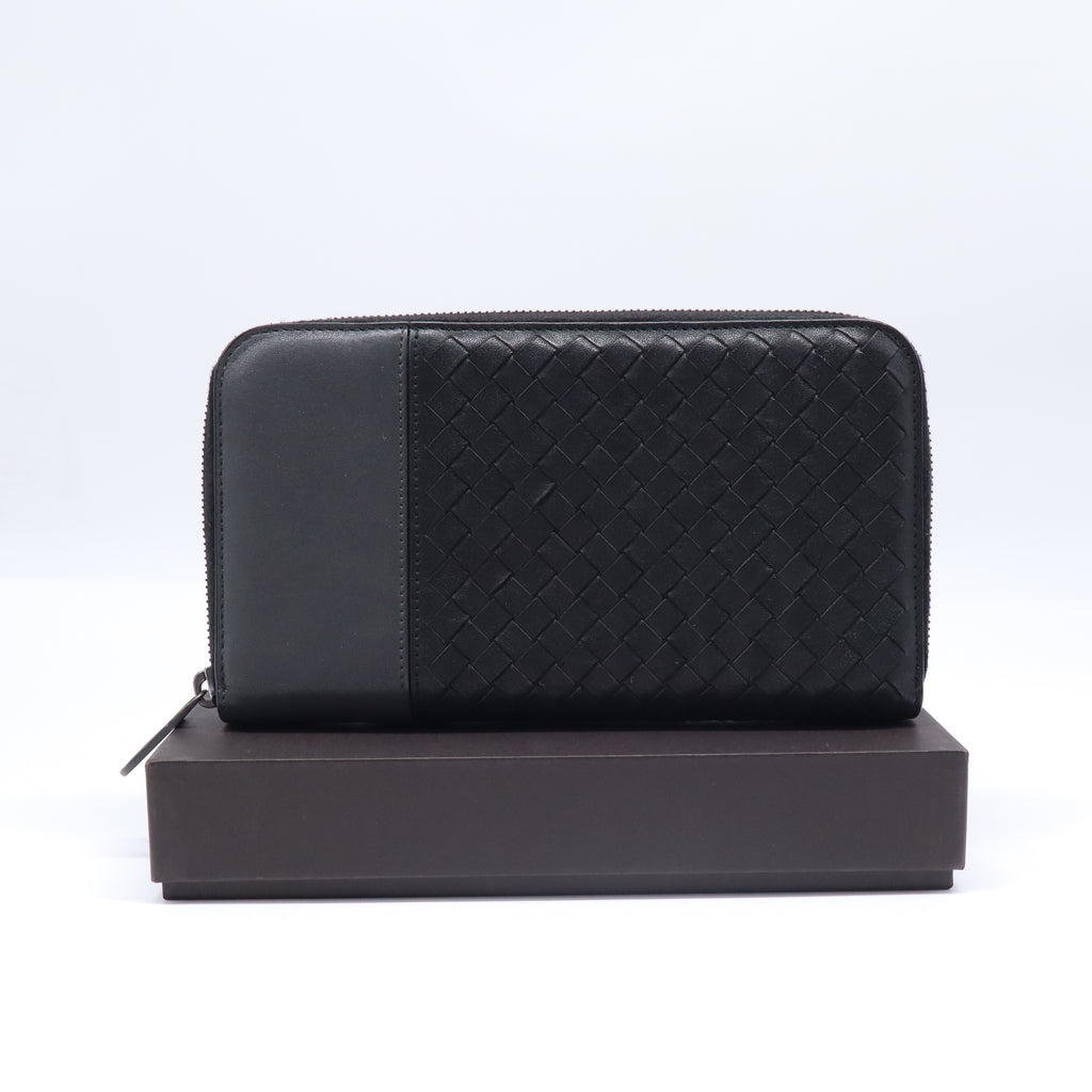 Bottega Veneta Intrecciato Leather Panel Zip Around Long Wallet W21701