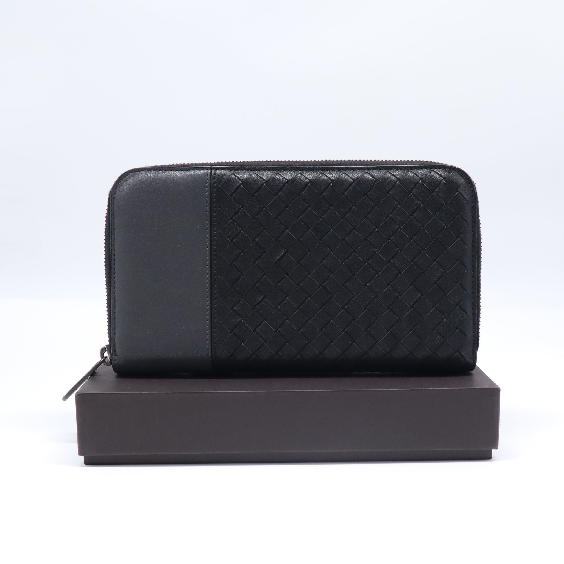 Bottega Veneta Intrecciato Leather Panel Zip Around Long Wallet W21701