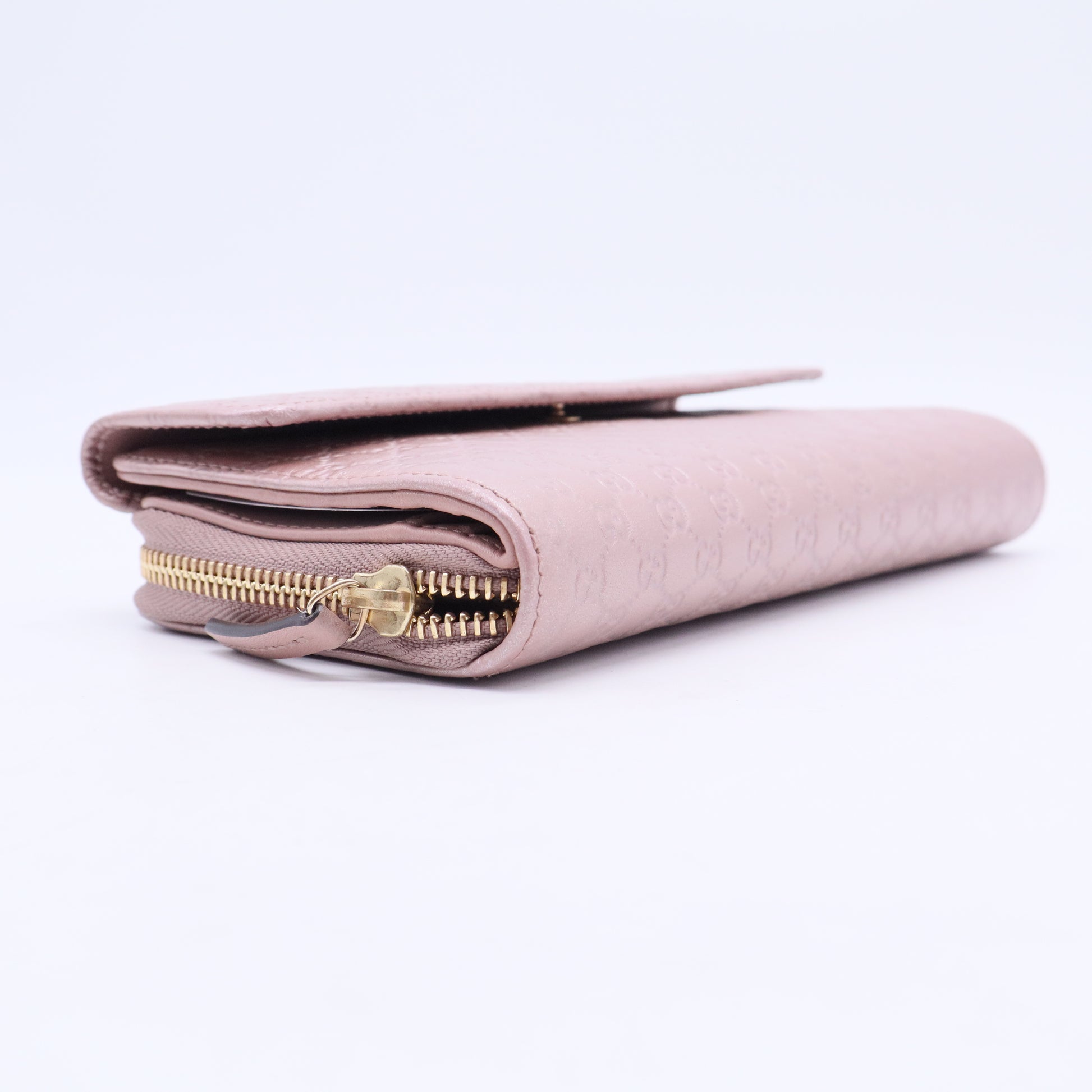 Metallic Pink Microguccissima Leather Continental Wallet W20442