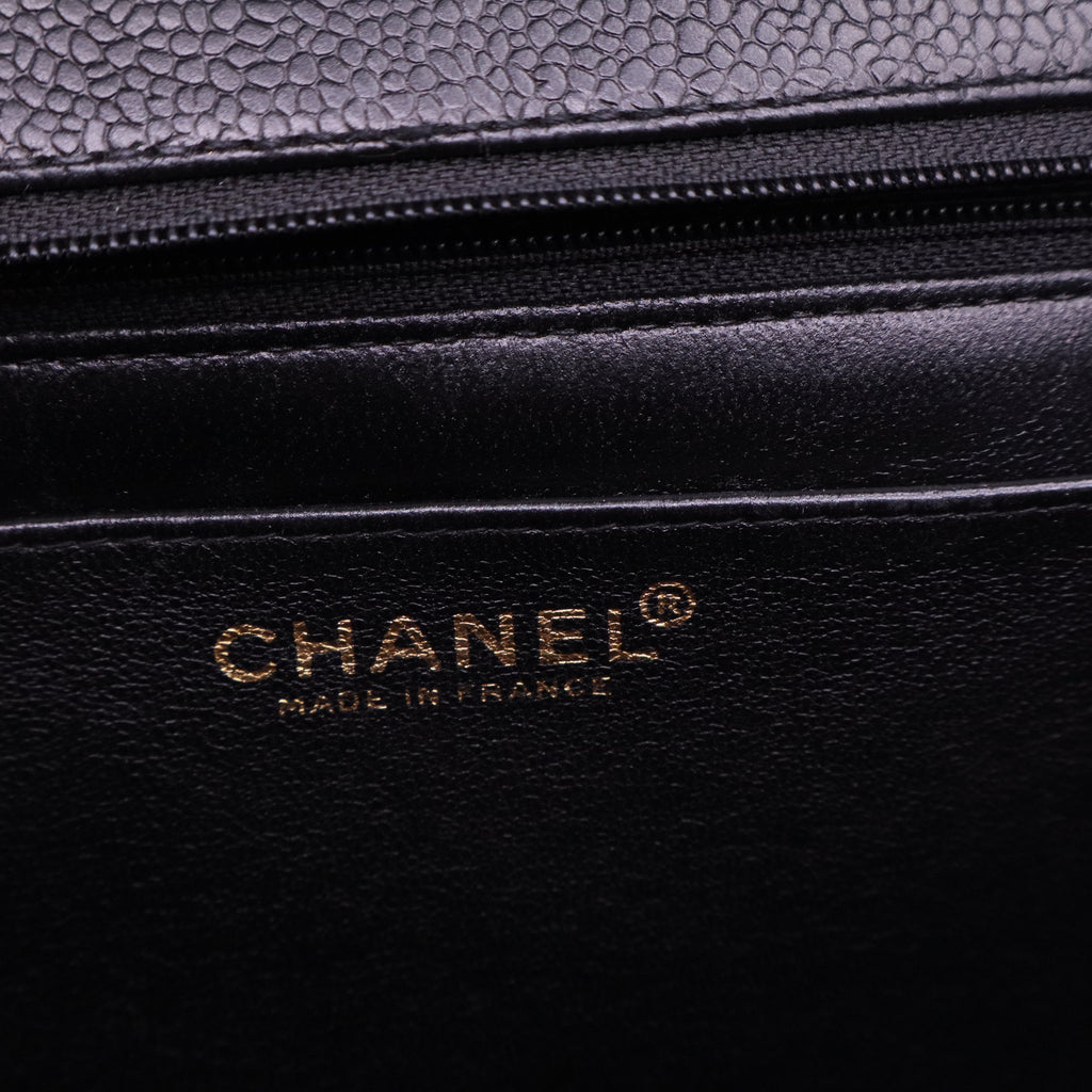 Vintage Classic Top Handle Flap Bag Quilted Caviar Jumbo