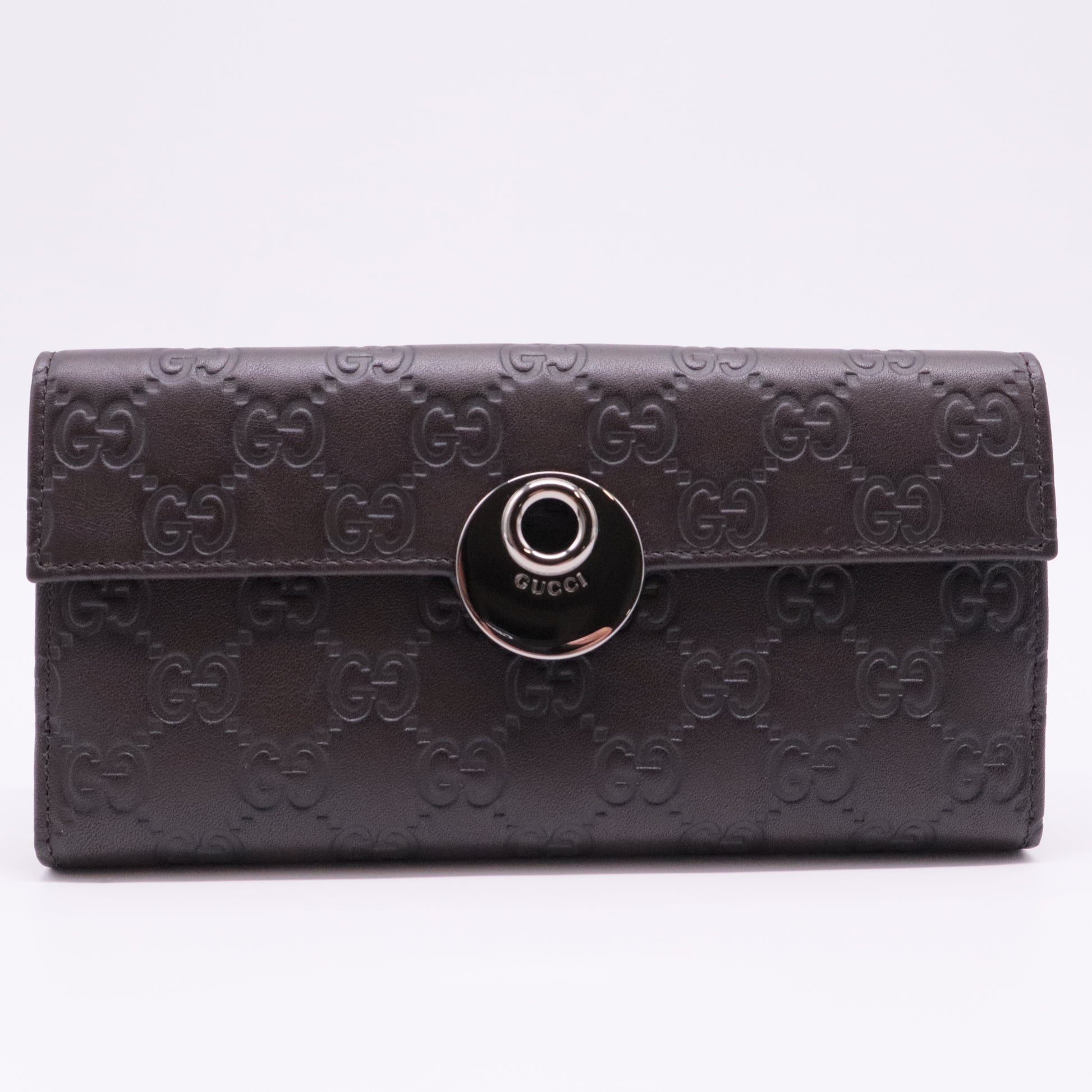 Black Guccissima Leather Continental Wallet