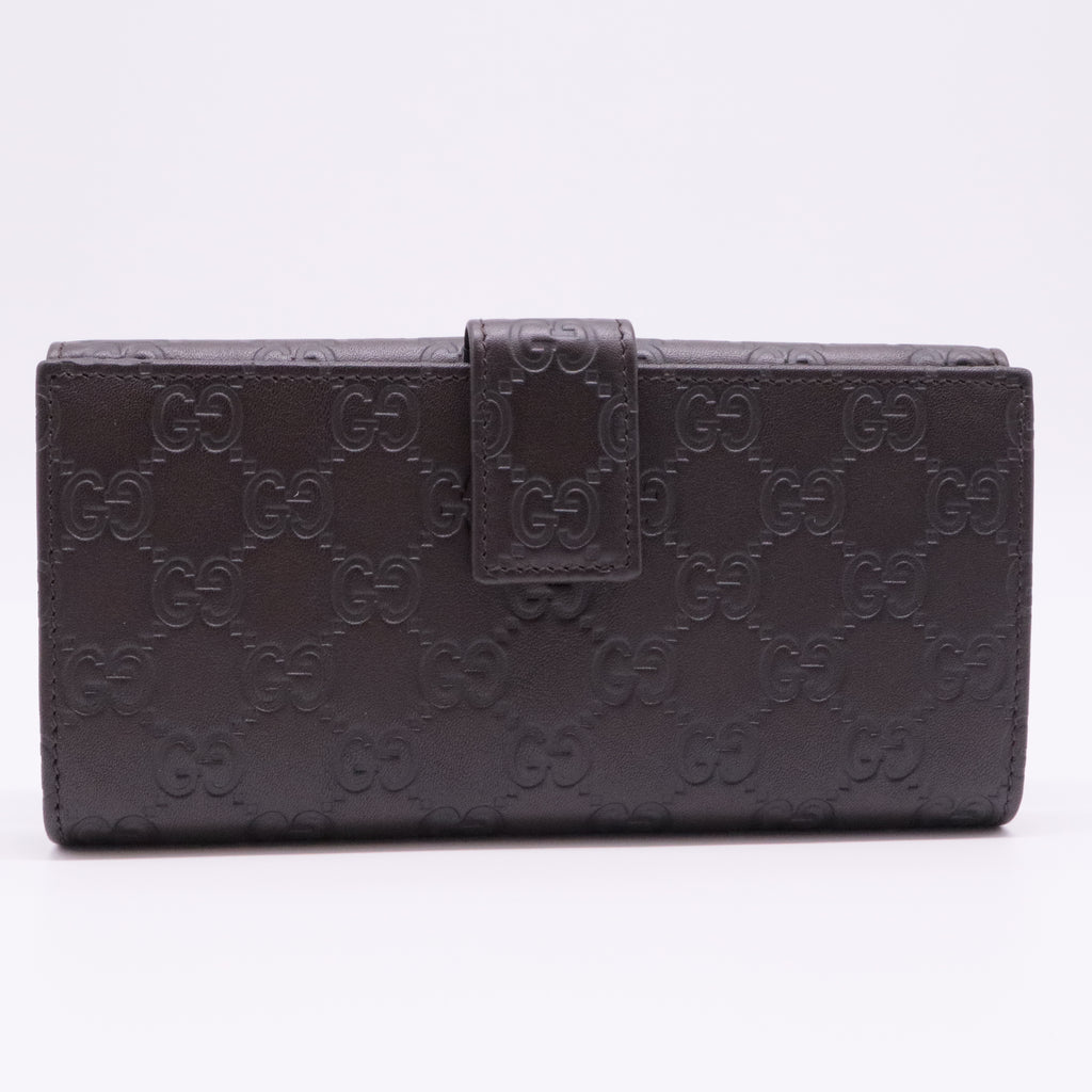 Black Guccissima Leather Continental Wallet
