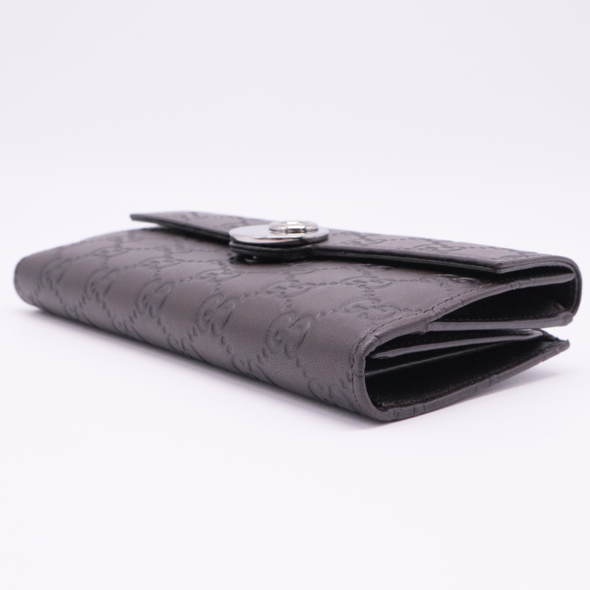 Black Guccissima Leather Continental Wallet