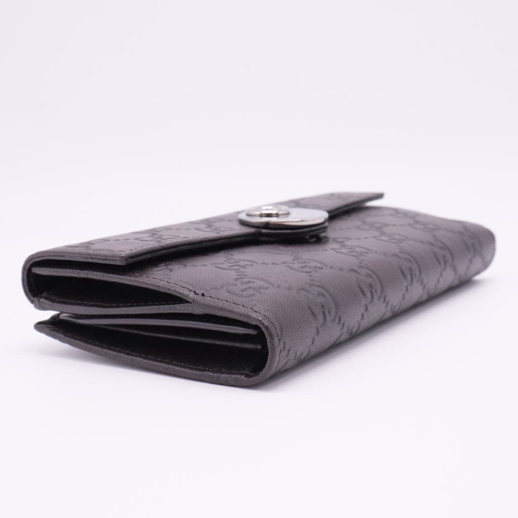 Black Guccissima Leather Continental Wallet