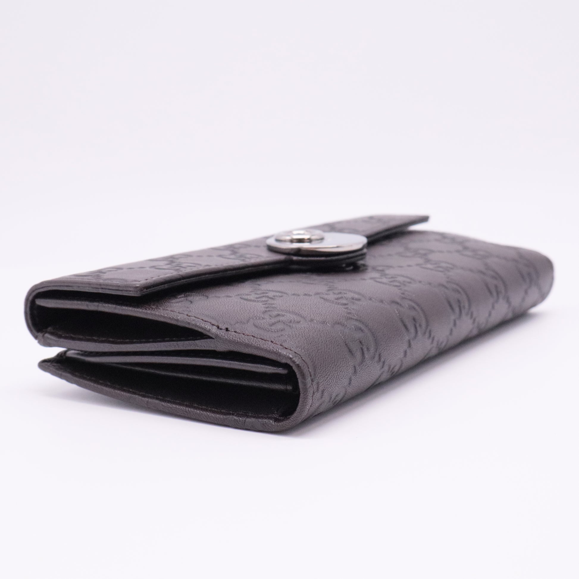 Black Guccissima Leather Continental Wallet