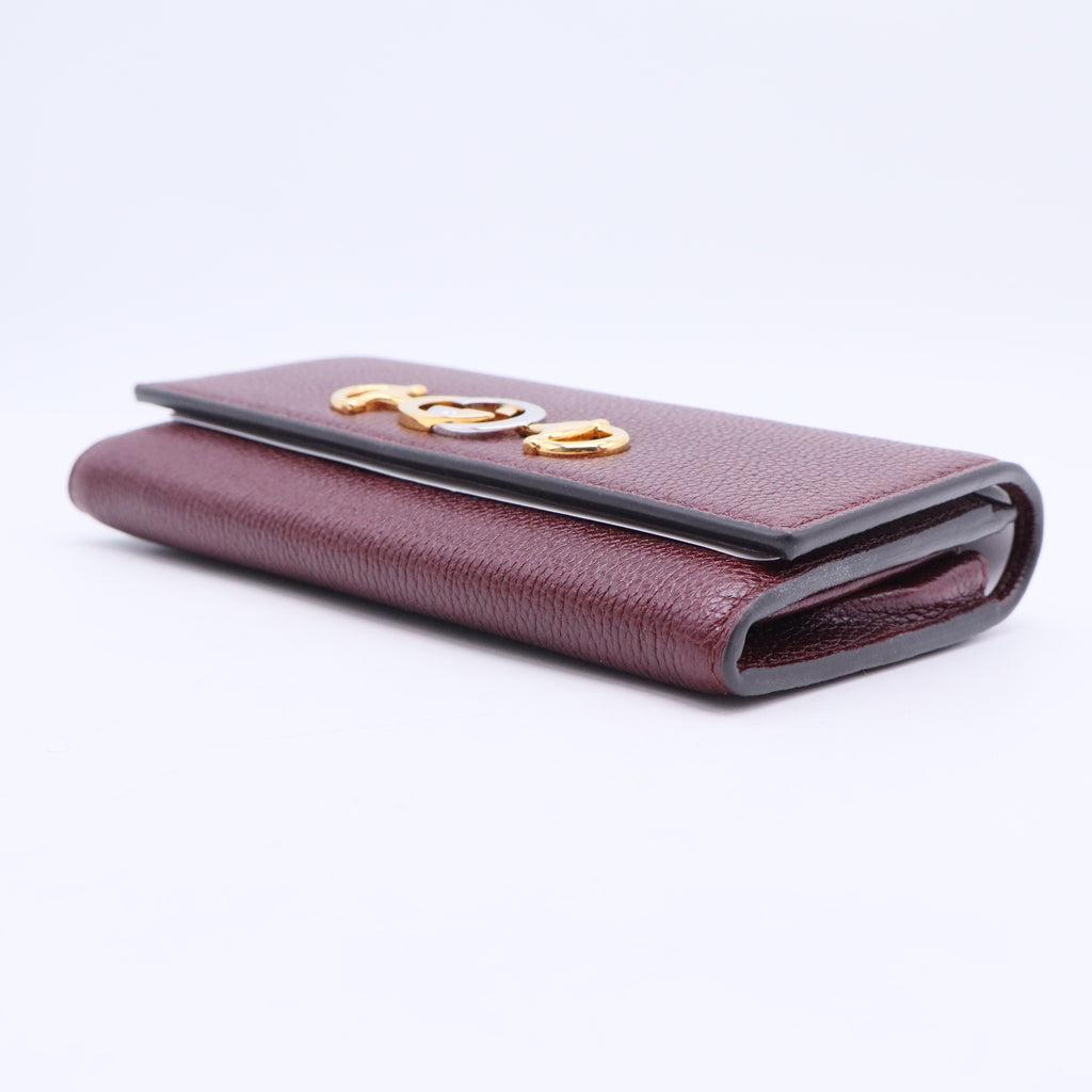 Zumi Interlocking G Horsebit Leather Continental Wallet Red W20440