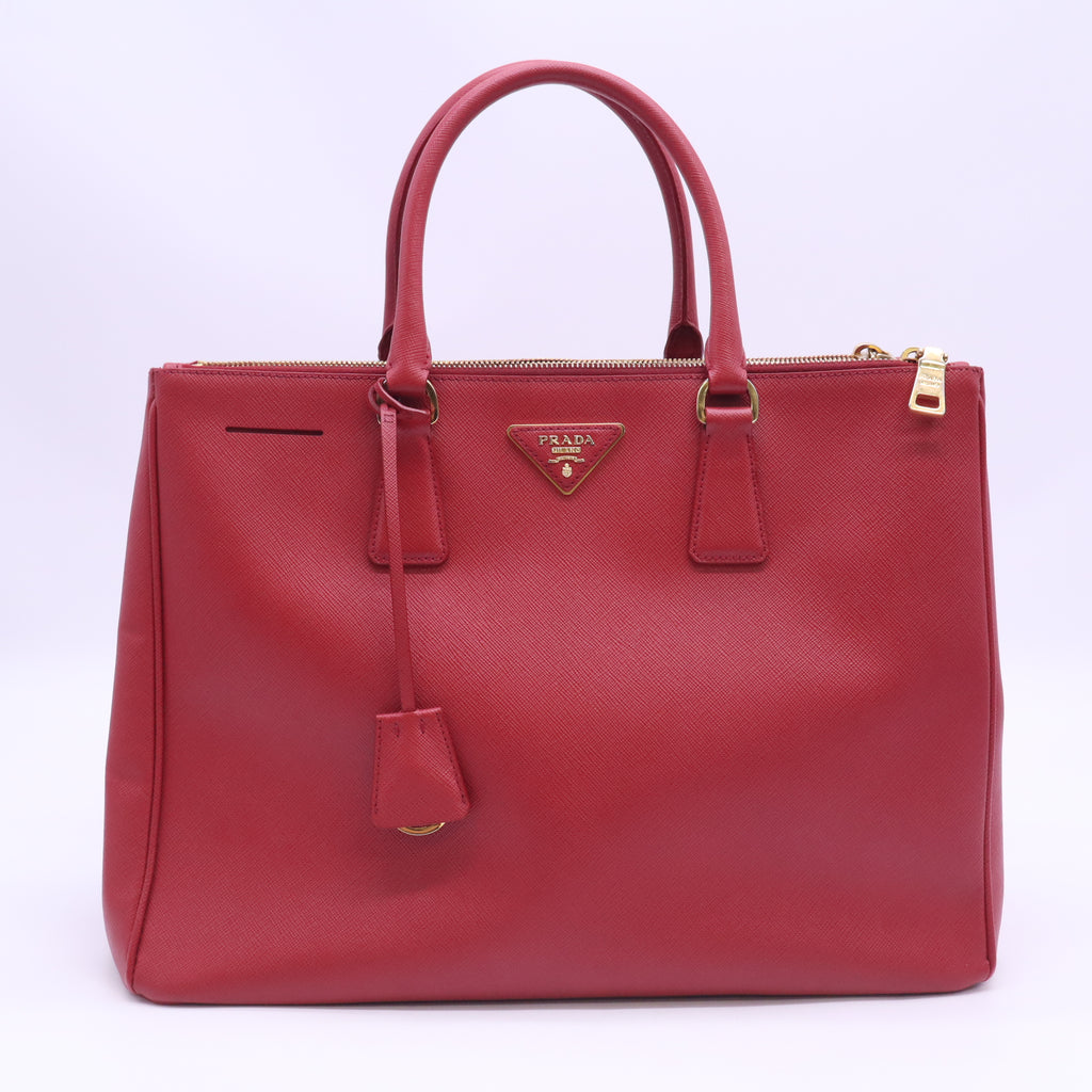 Saffiano Lux Large Galleria Double Zip Tote Fuoco B24151