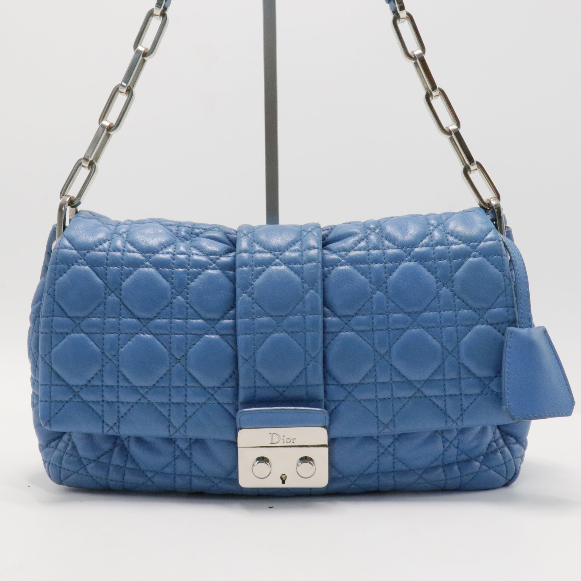 Lambskin Cannage Medium Miss Dior Flap Blue
