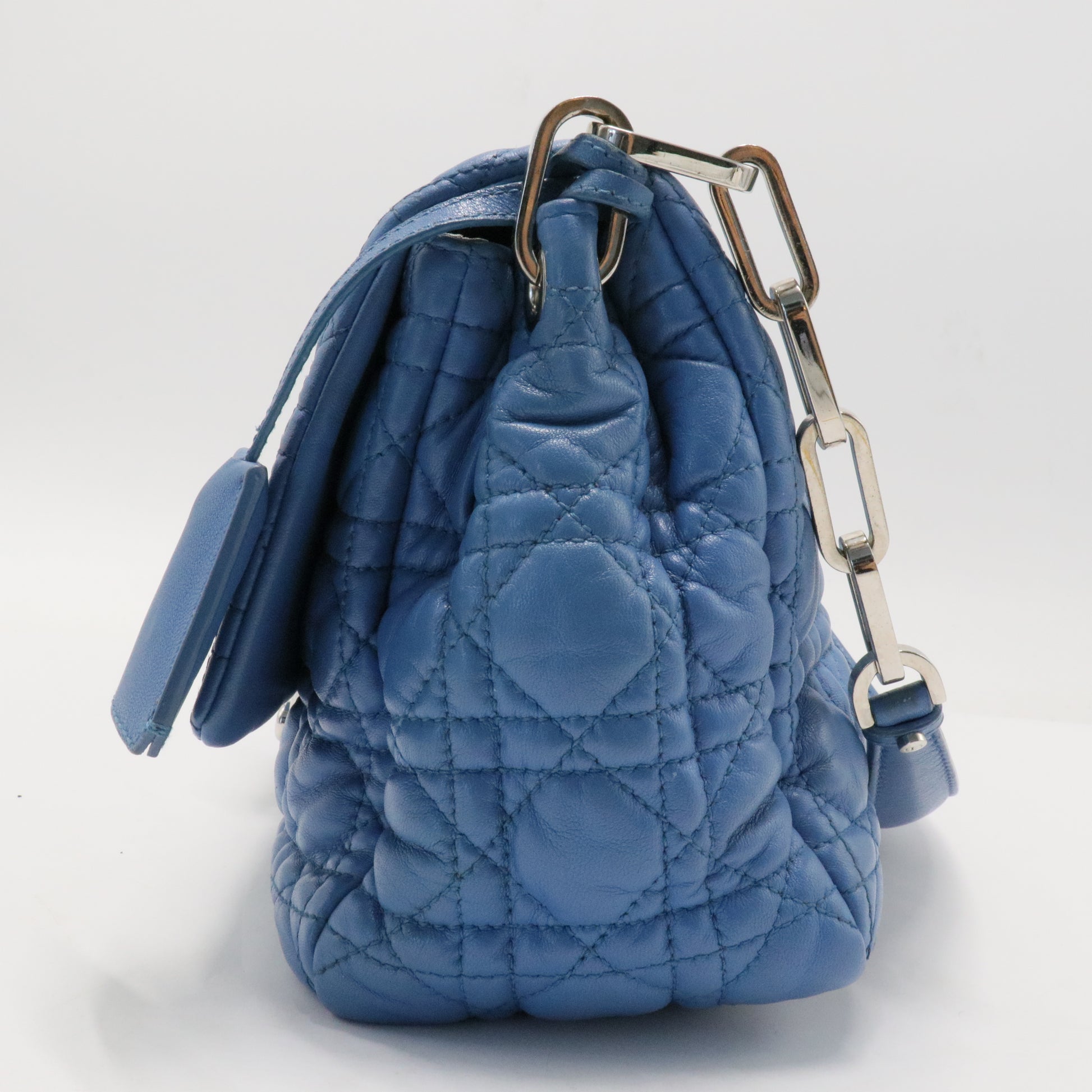Lambskin Cannage Medium Miss Dior Flap Blue