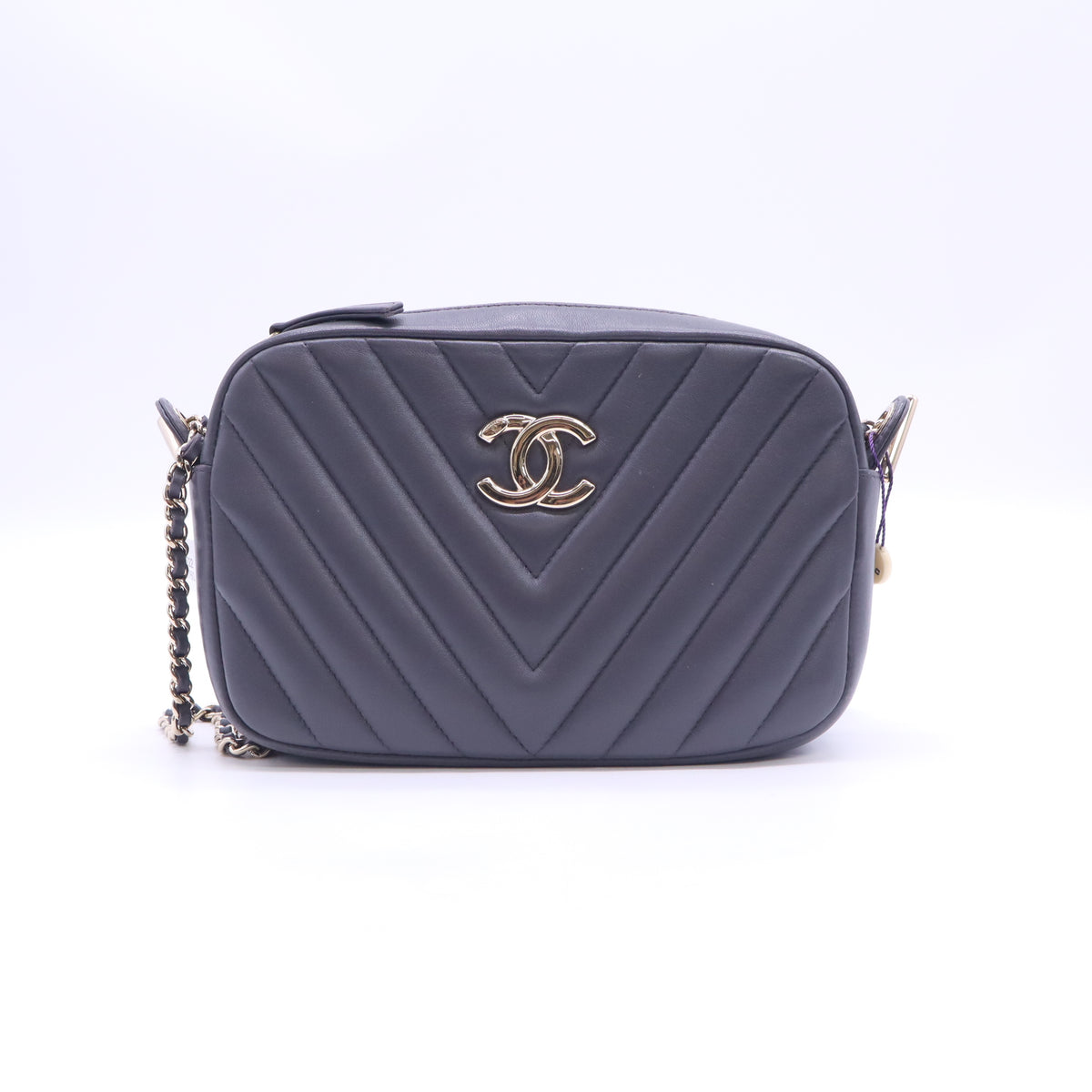 Chanel Lambskin Chevron Quilted Camera Case Bag Twins LDJ5997