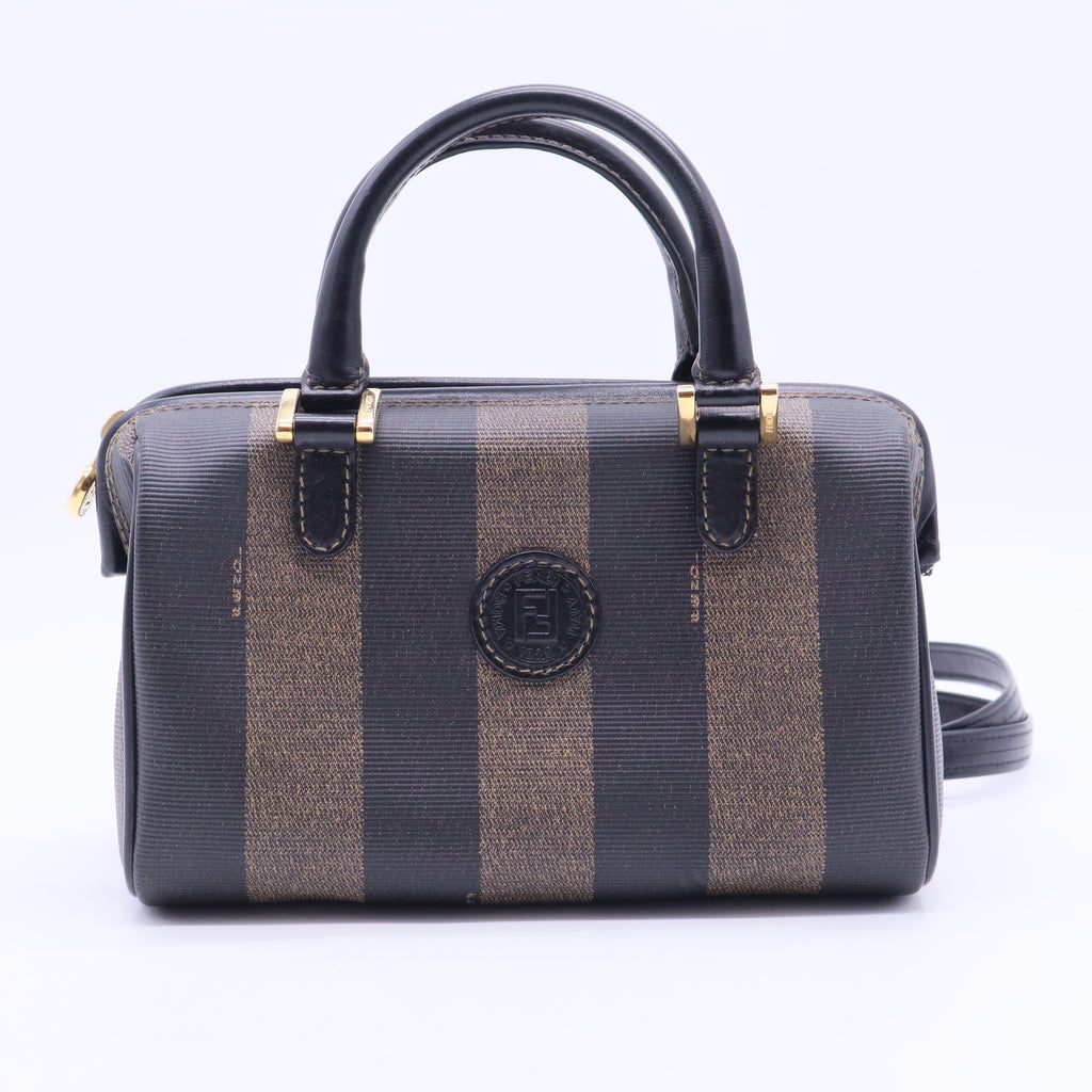 Vintage Edition Pequin Striped Canvas Small Boston Bag Black B12308