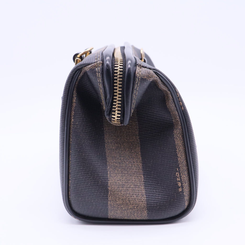 Vintage Edition Pequin Striped Canvas Small Boston Bag Black B12308