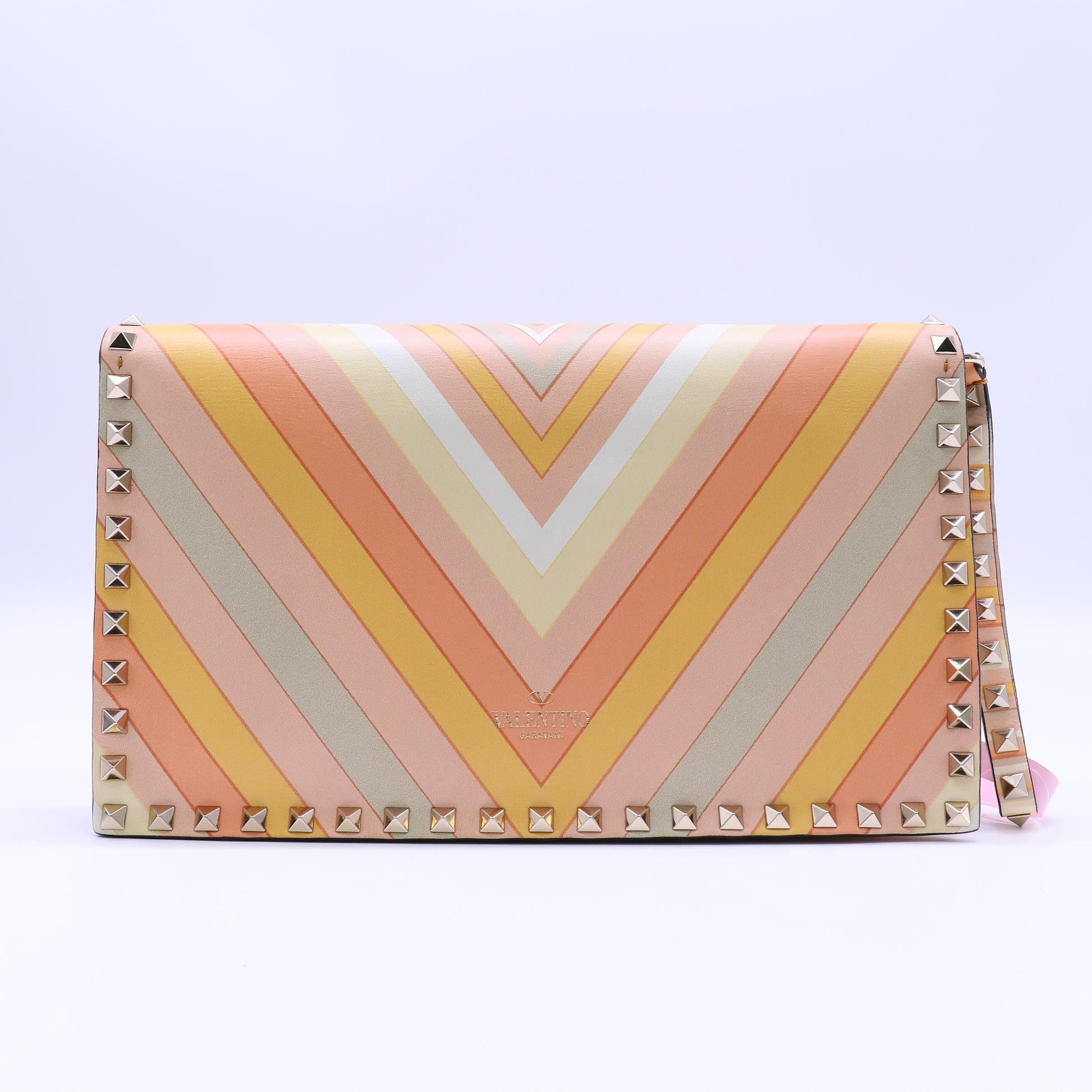 Valentino Garavani Vitello Native Couture 1975 Rockstud Flap Clutch Bag twins LDJ4275