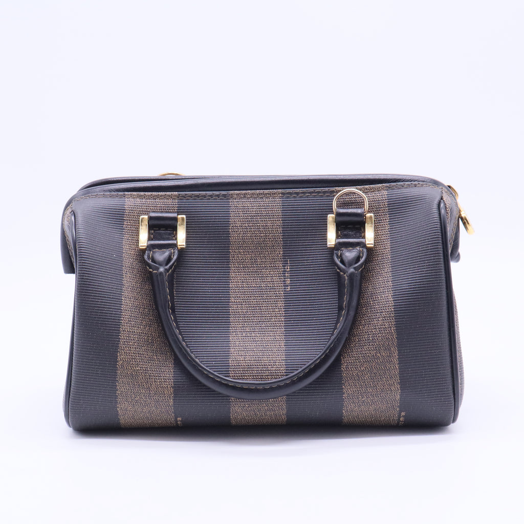 Vintage Edition Pequin Striped Canvas Small Boston Bag Black B12308