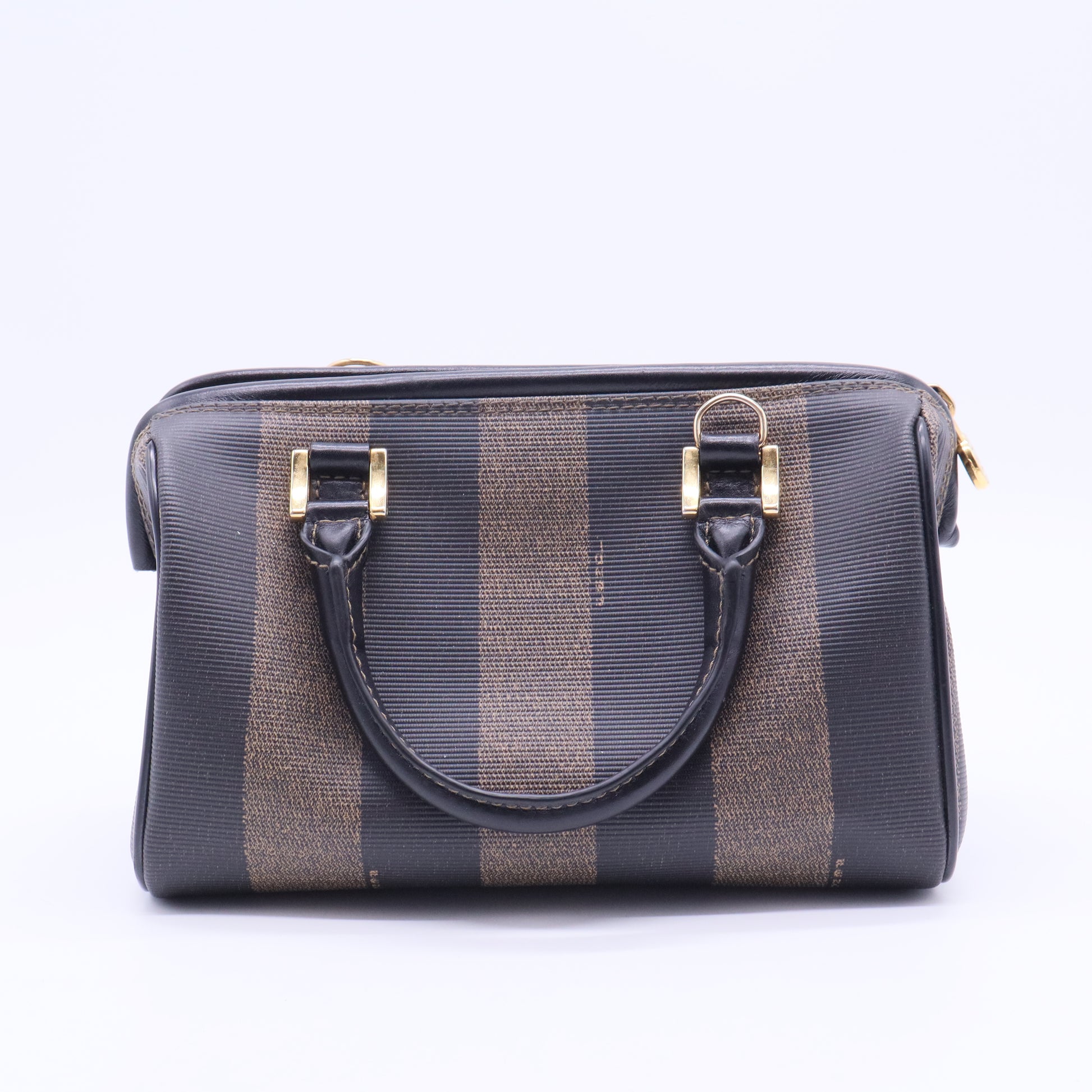 Vintage Edition Pequin Striped Canvas Small Boston Bag Black B12308