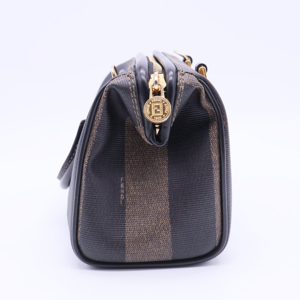 Vintage Edition Pequin Striped Canvas Small Boston Bag Black B12308