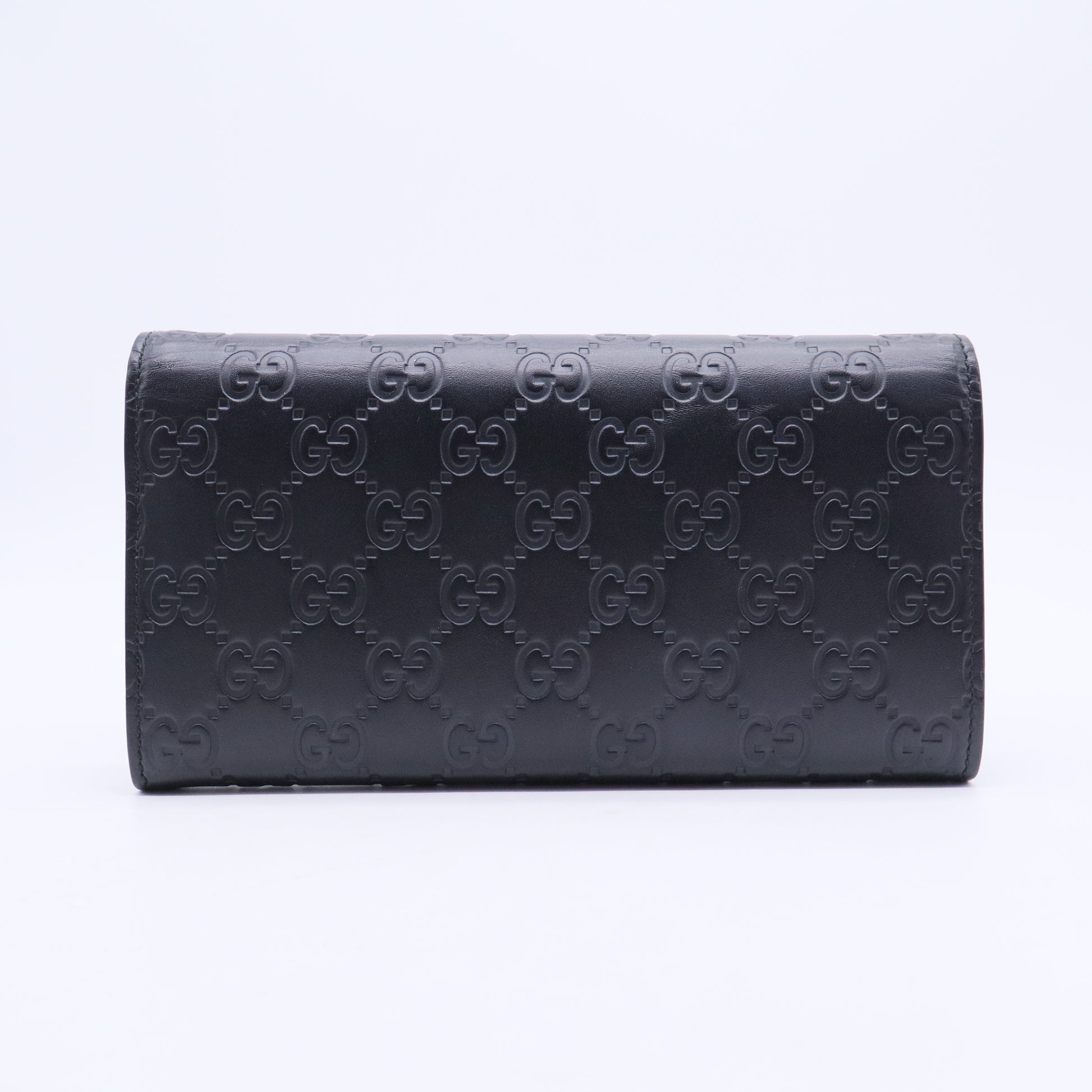Black Guccissima Leather Bow Flap Continental Wallet W20441