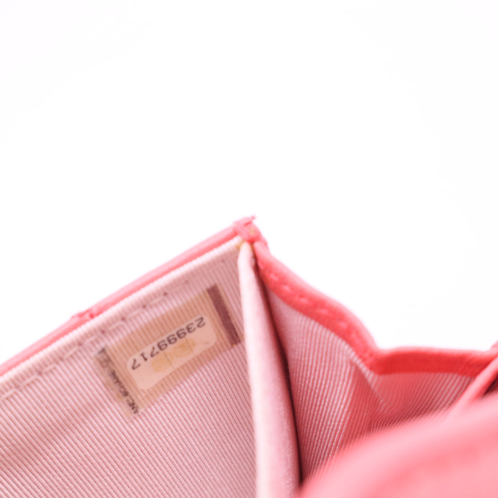 Chevron Lambskin Compact Wallet Pink