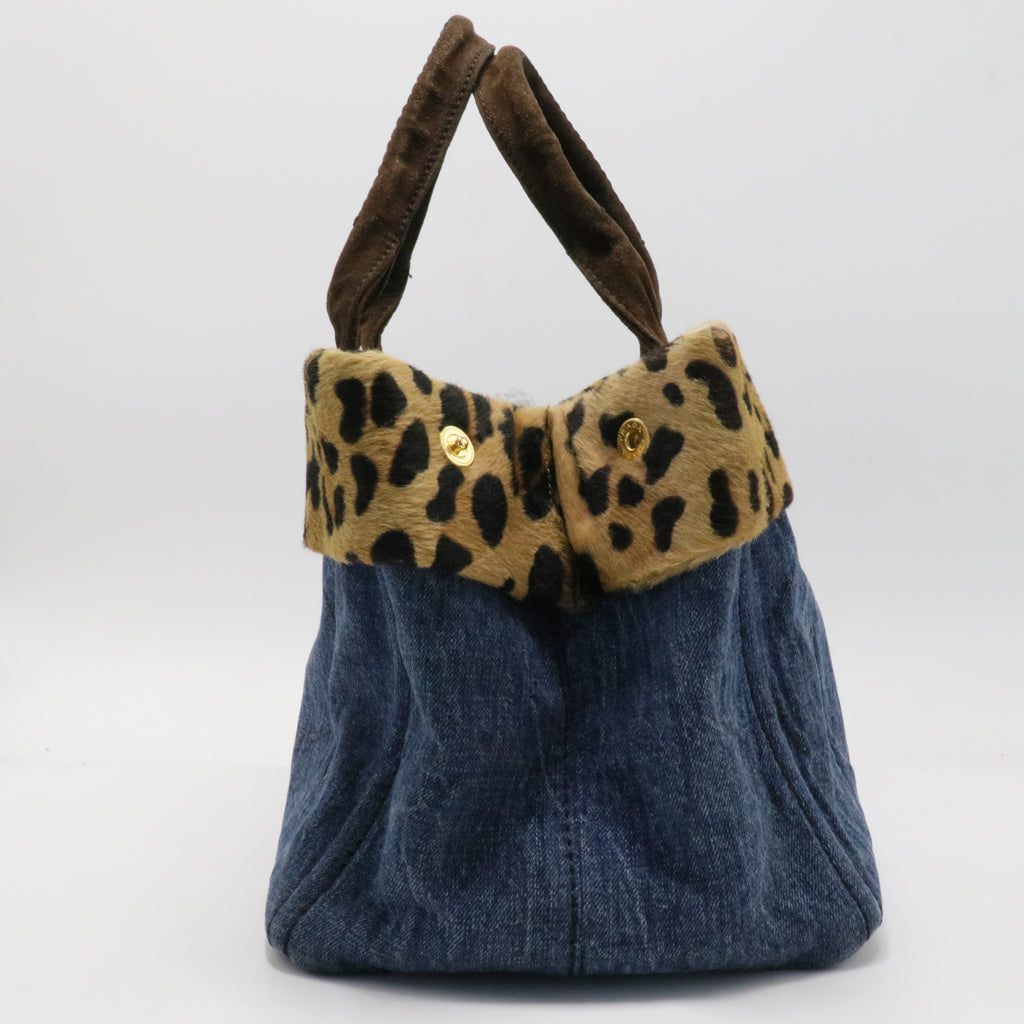 Canapa Tote Denim and Fur Large