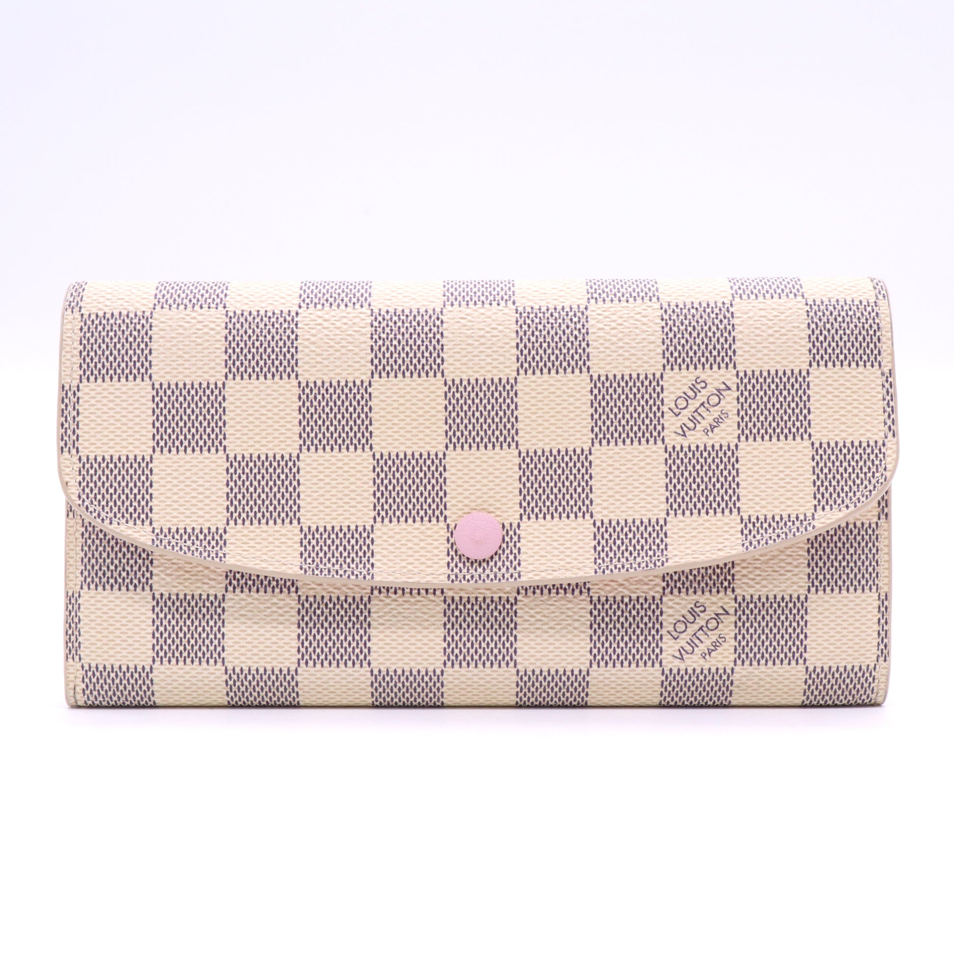 Louis Vuitton Damier Azur Emilie Wallet Rose Ballerine Twins W20913