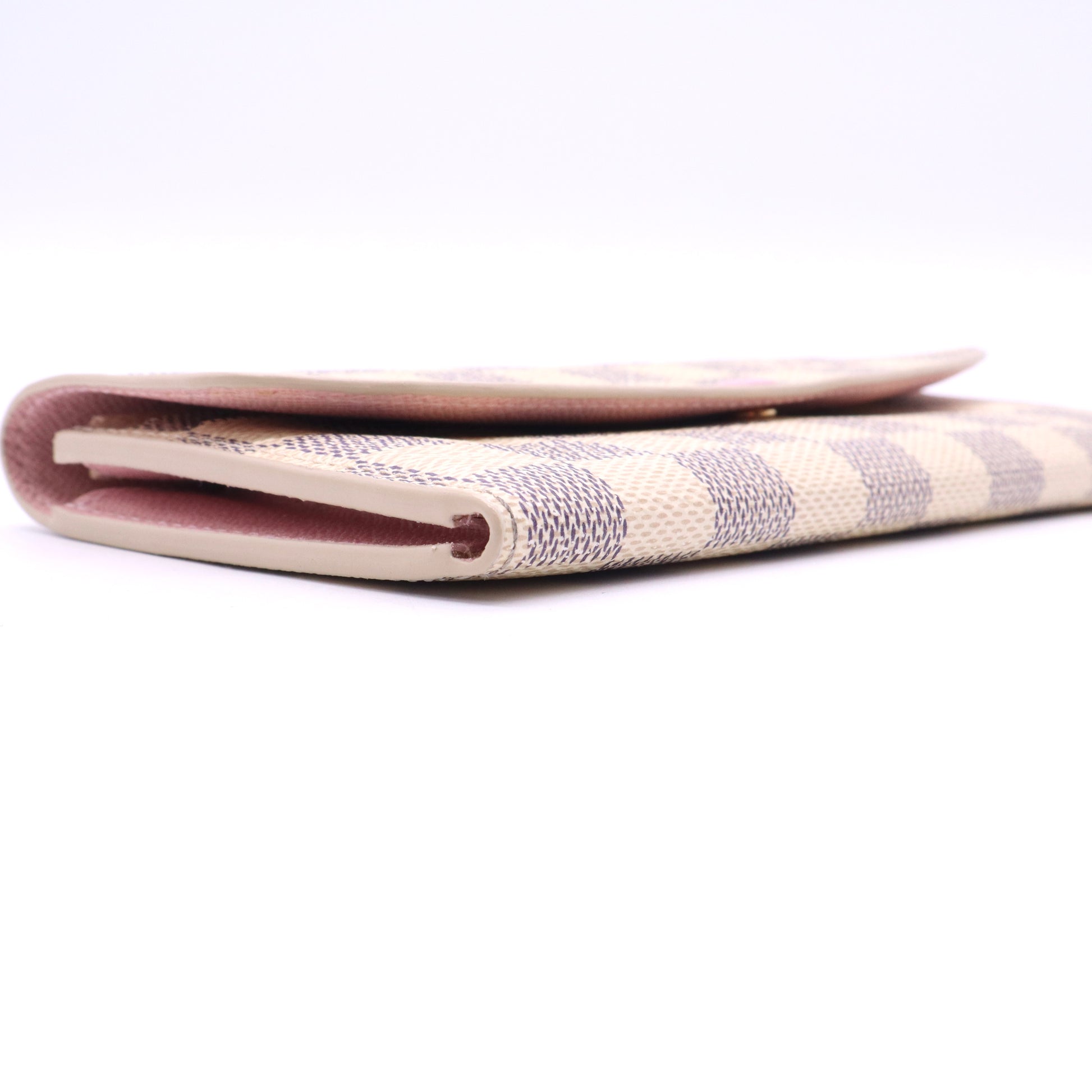 Louis Vuitton Damier Azur Emilie Wallet Rose Ballerine Twins W20913