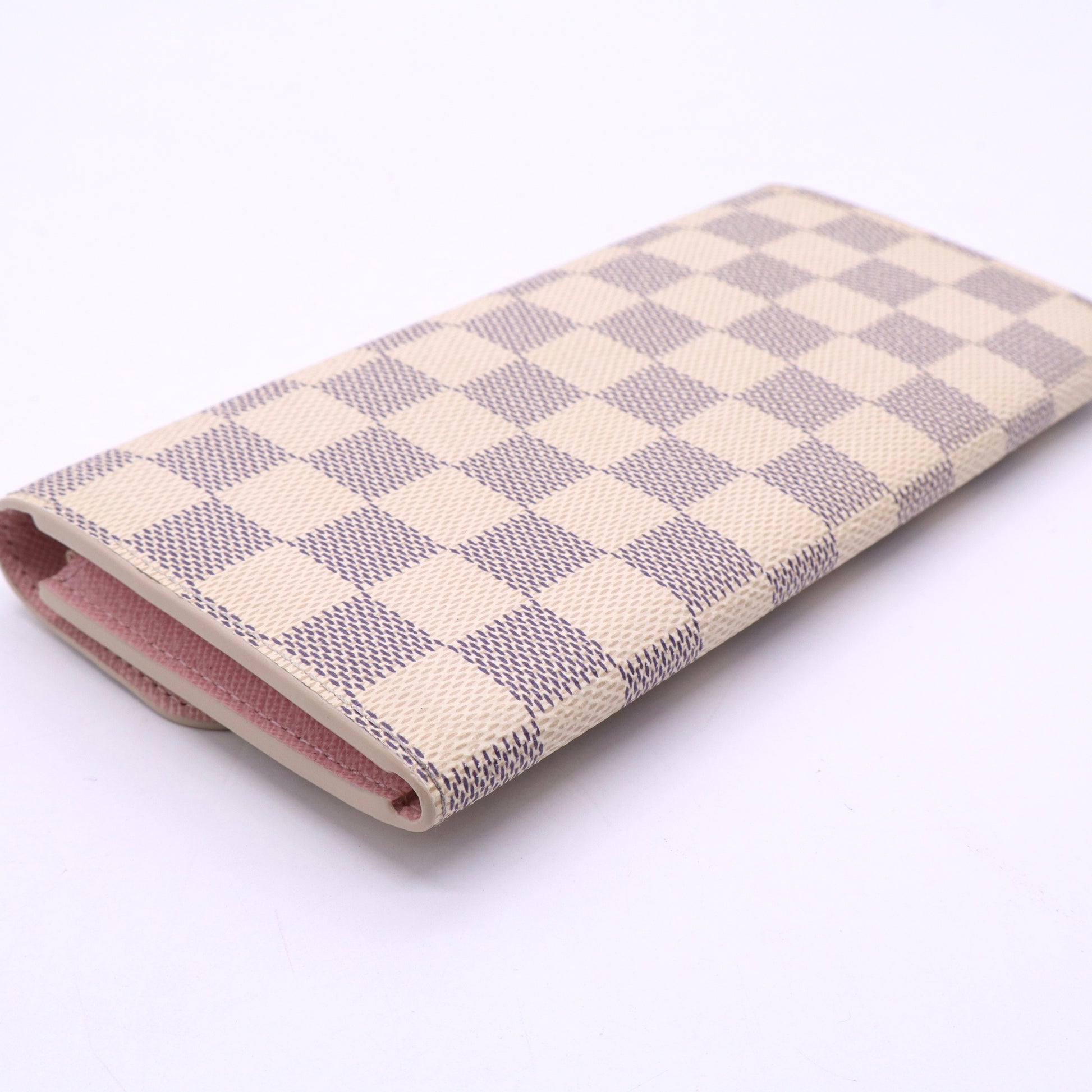 Louis Vuitton Damier Azur Emilie Wallet Rose Ballerine Twins W20913