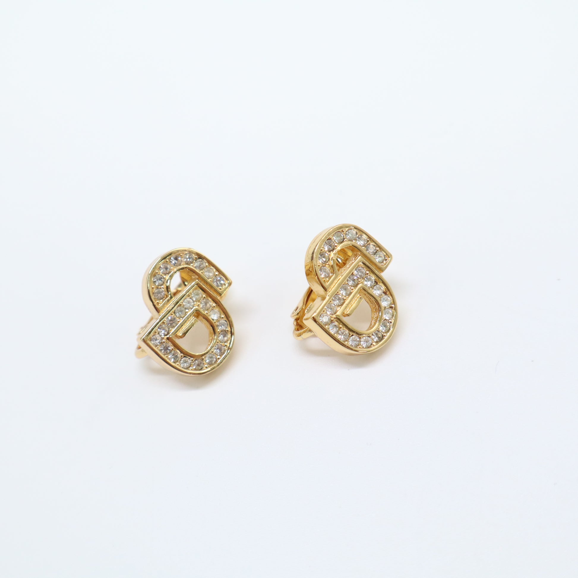 Dior Vintage Crystal Asymmetric CD Clip On Earrings W21754