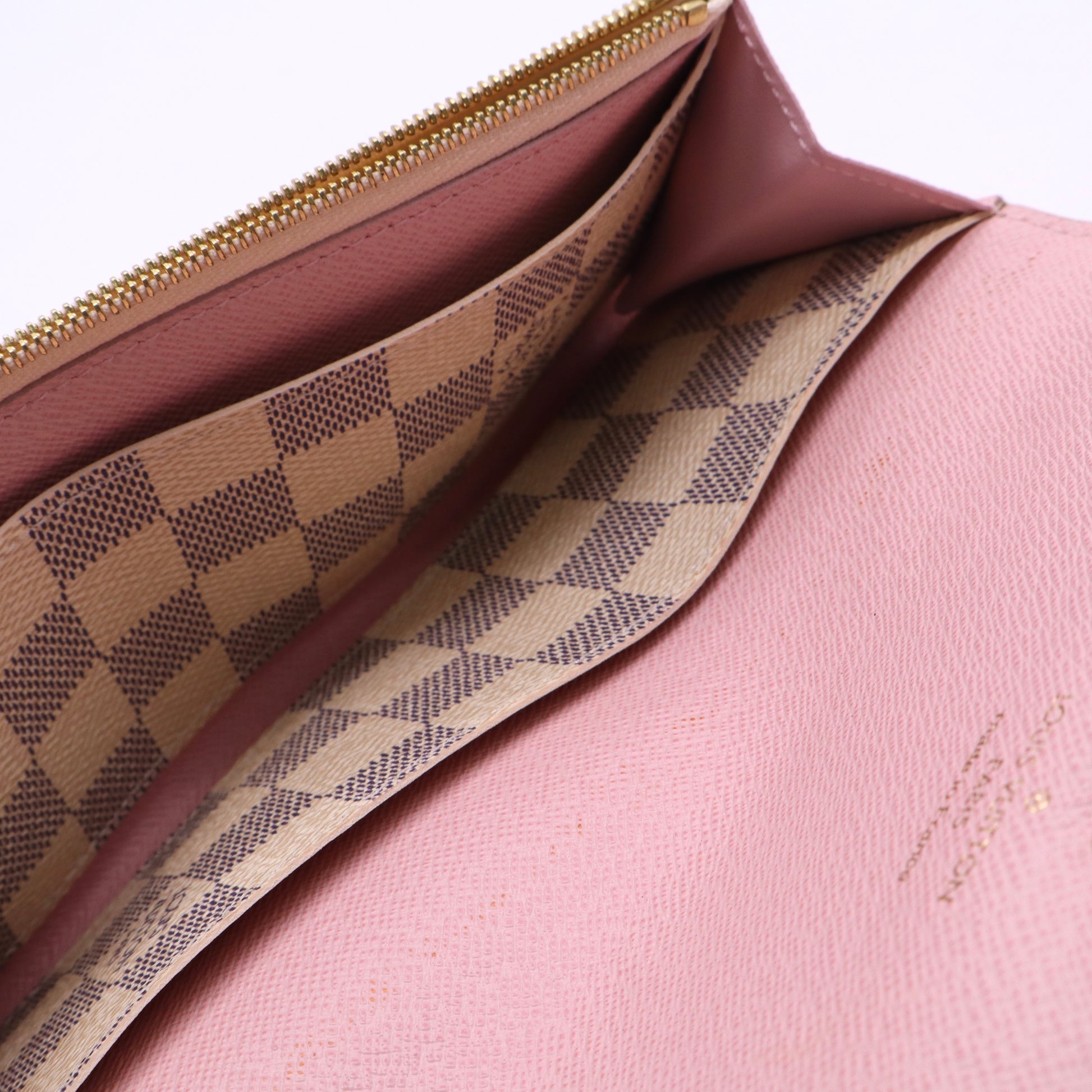 Louis Vuitton Damier Azur Emilie Wallet Rose Ballerine Twins W20913