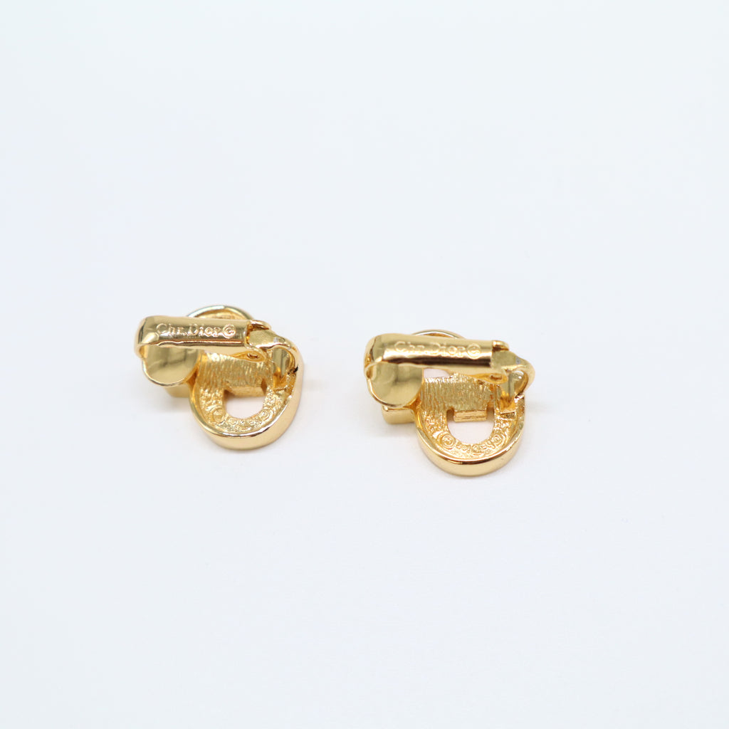 Dior Vintage Crystal Asymmetric CD Clip On Earrings W21754