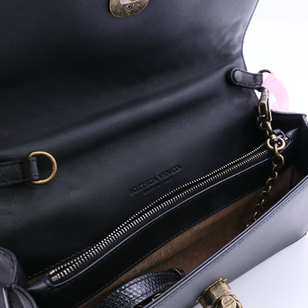 Bottega Veneta Karung Trimmed Knit Intrecciato Olimpia Knot Bag Twins LDJ4263
