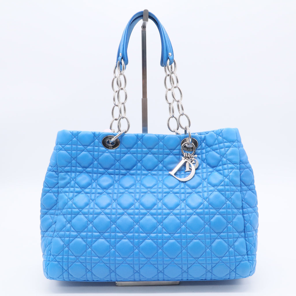 Blue Cannage Leather Large Soft Lady Dior Shopping Tote Twins LDJ3155