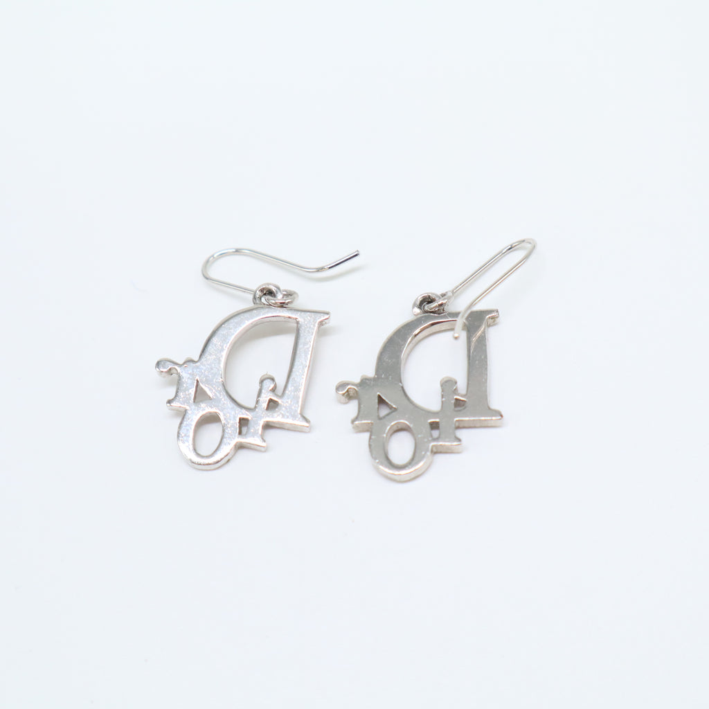 Dior Vintage Pink Crystal Oblique Logo Drop Hook Earrings W21755