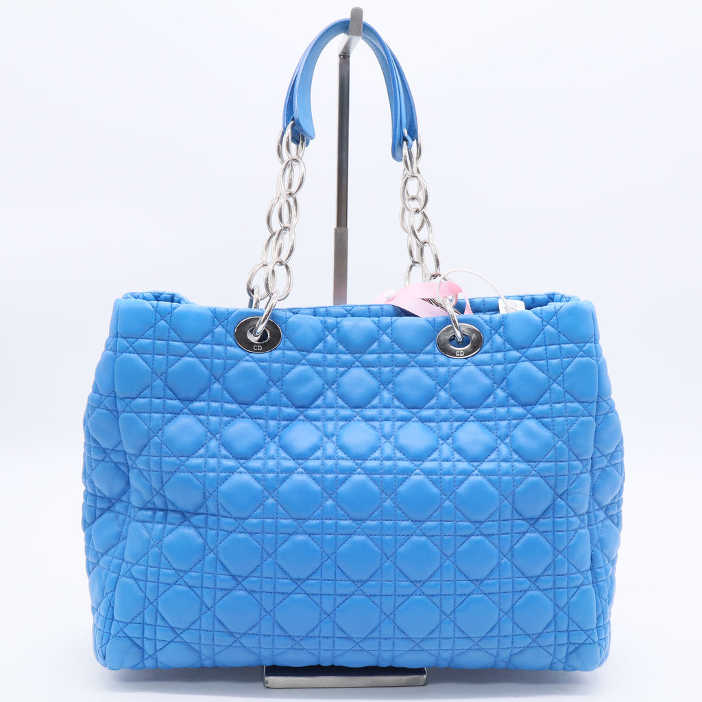 Blue Cannage Leather Large Soft Lady Dior Shopping Tote Twins LDJ3155