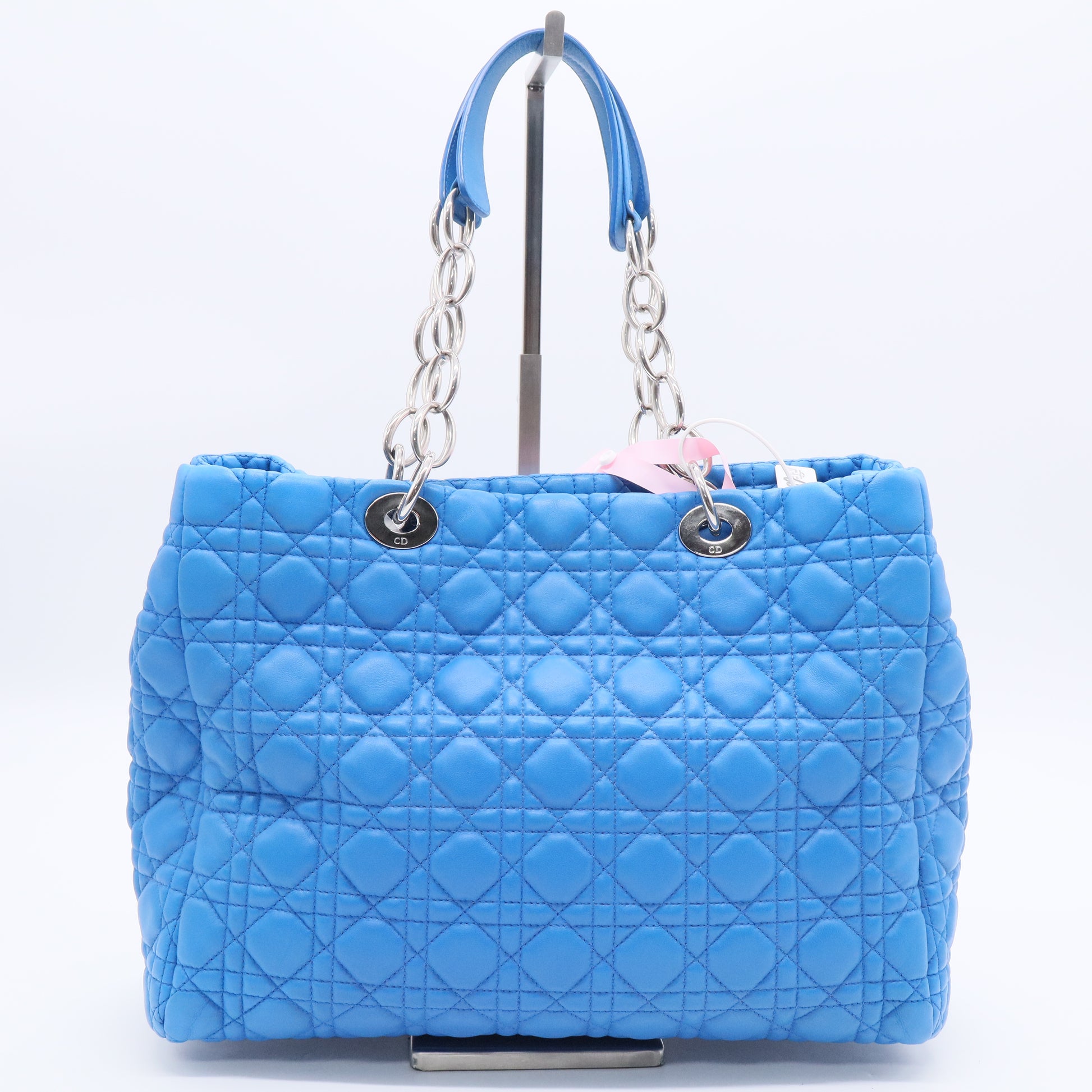 Blue Cannage Leather Large Soft Lady Dior Shopping Tote Twins LDJ3155