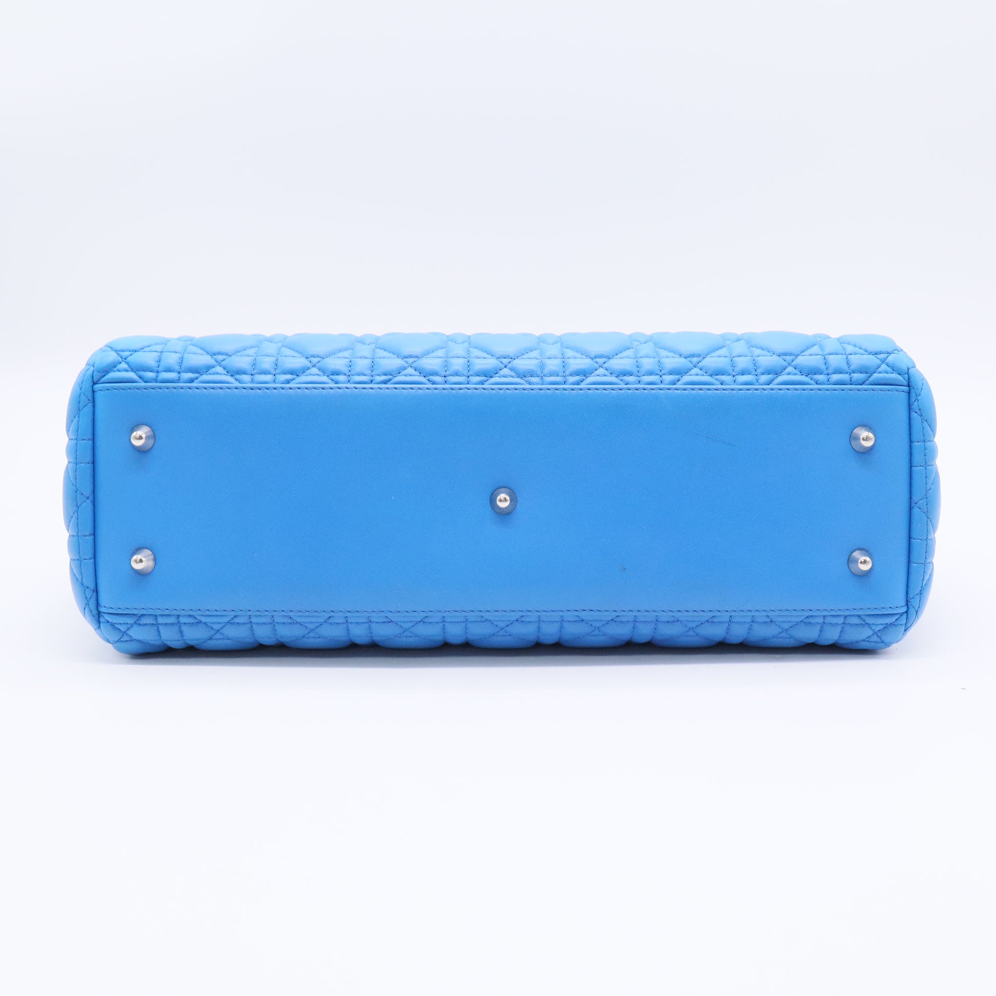 Blue Cannage Leather Large Soft Lady Dior Shopping Tote Twins LDJ3155