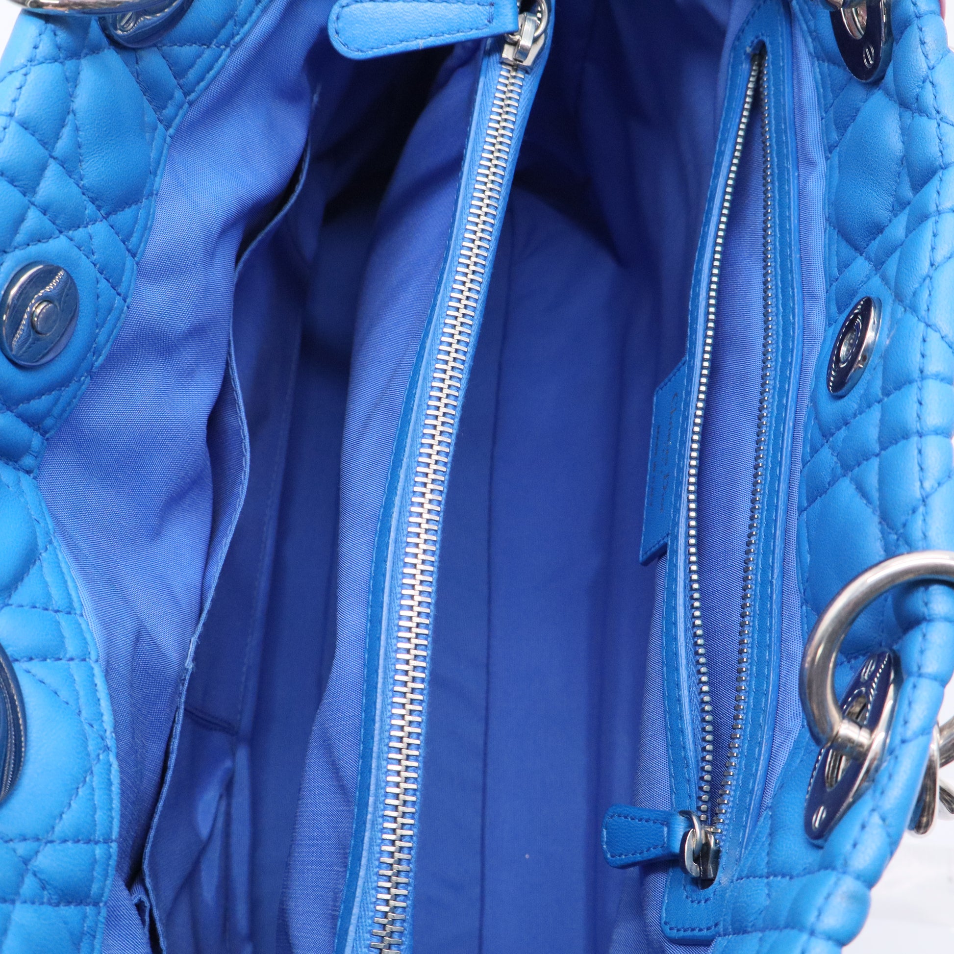 Blue Cannage Leather Large Soft Lady Dior Shopping Tote Twins LDJ3155