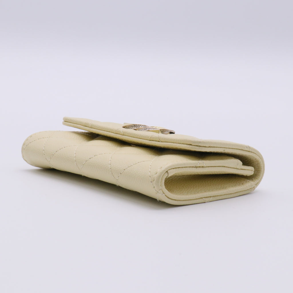 Calfskin Wallet Women's Light Yellow twins