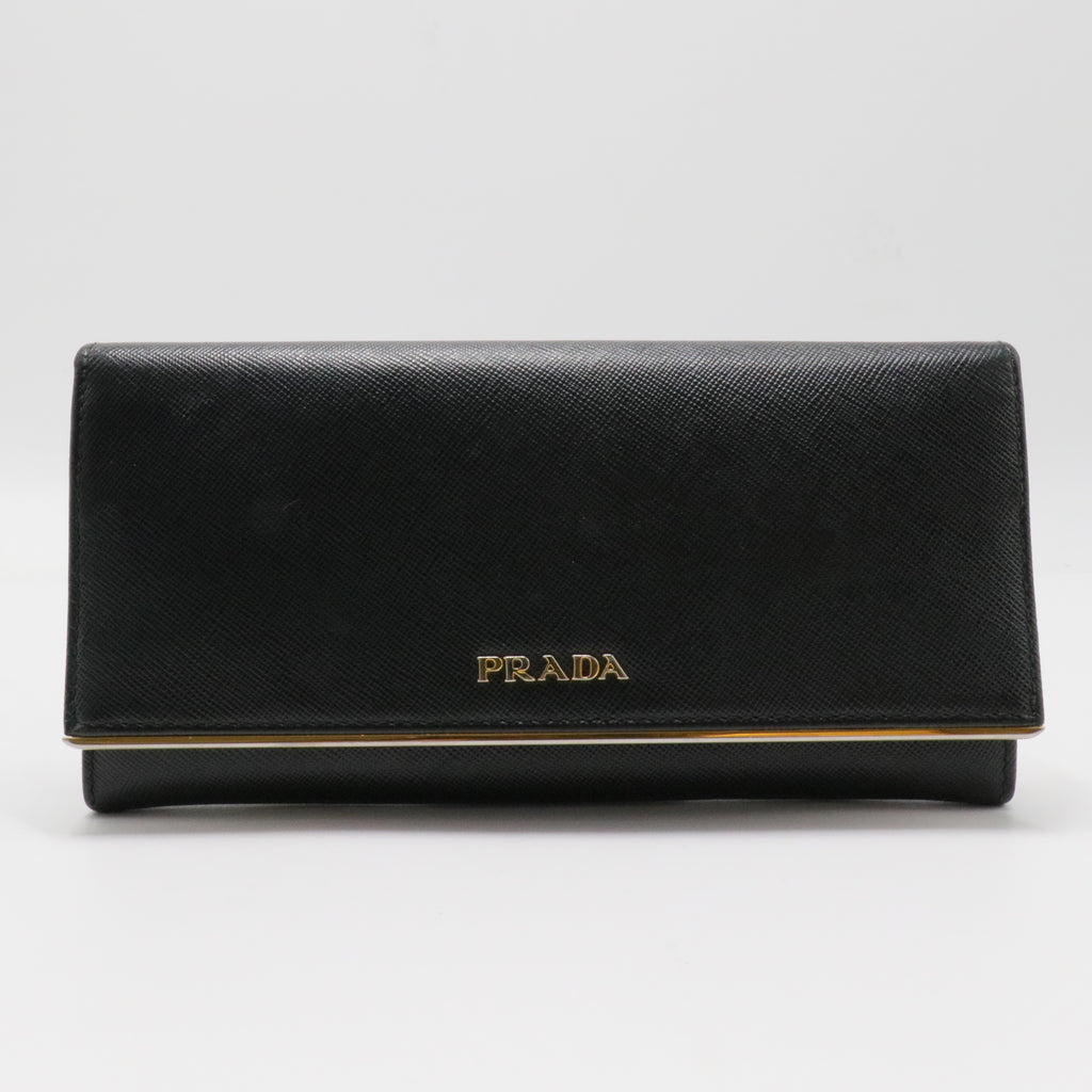 Continental Flap Wallet Saffiano Leather with Metal Detail