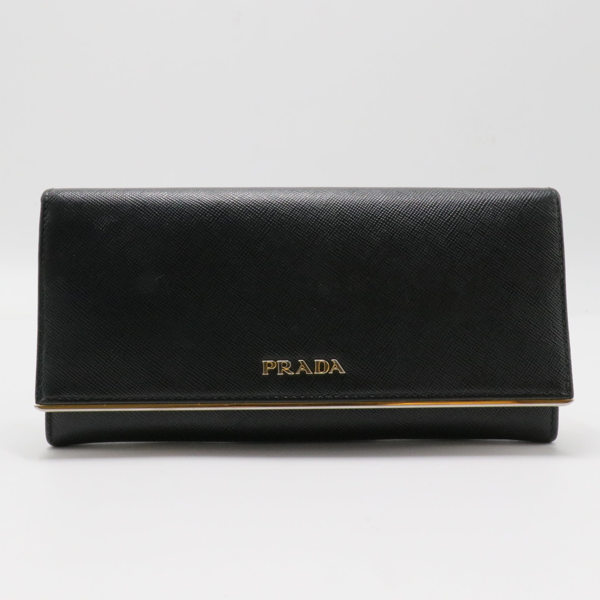 Continental Flap Wallet Saffiano Leather with Metal Detail
