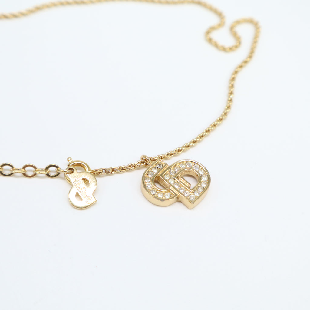 Dior Vintage Crystal Asymmetric CD Pendant Necklace W21753