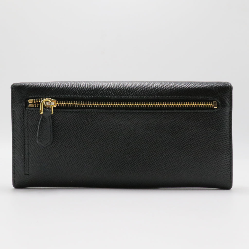 Continental Flap Wallet Saffiano Leather with Metal Detail