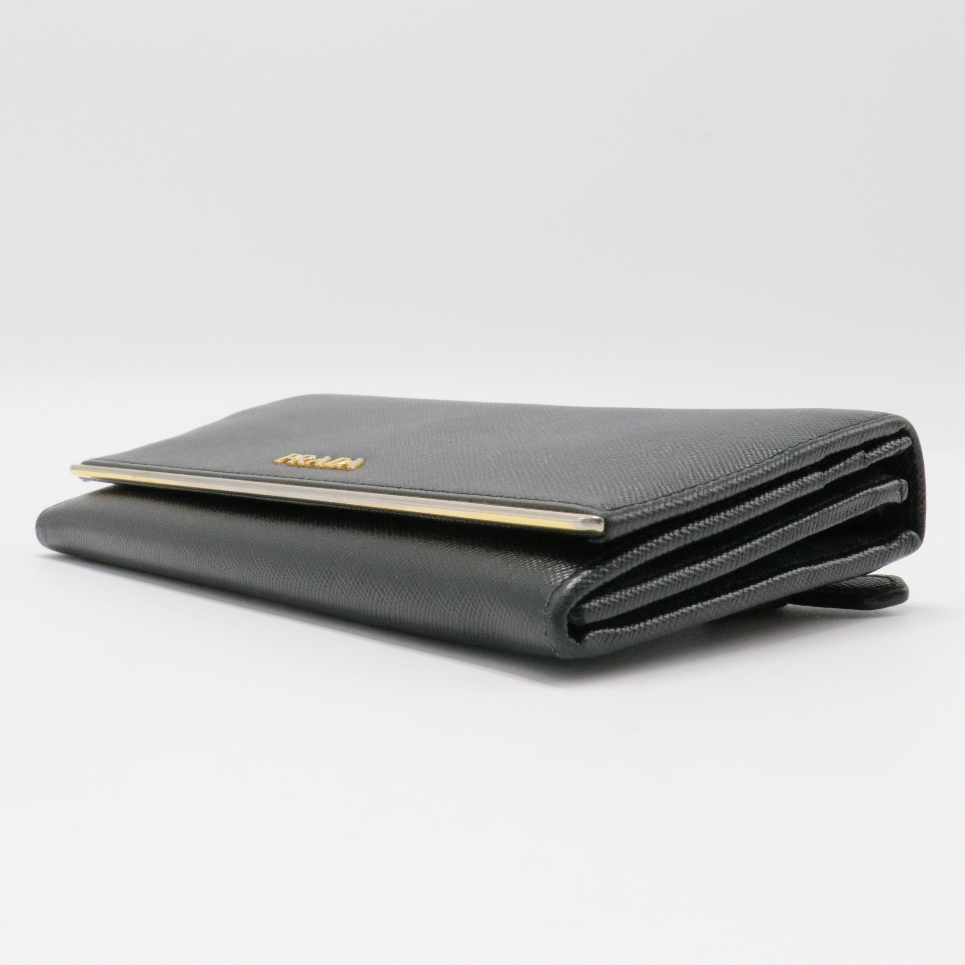 Continental Flap Wallet Saffiano Leather with Metal Detail