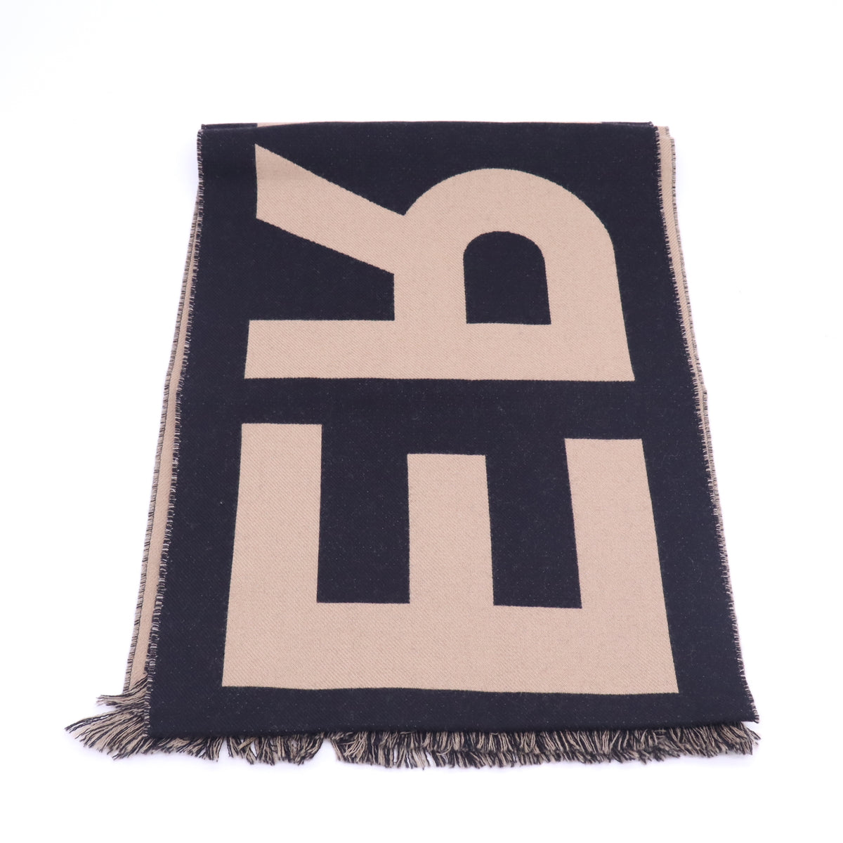 Burberry Bi-Color Logo Fringe Scarf Twins W23171