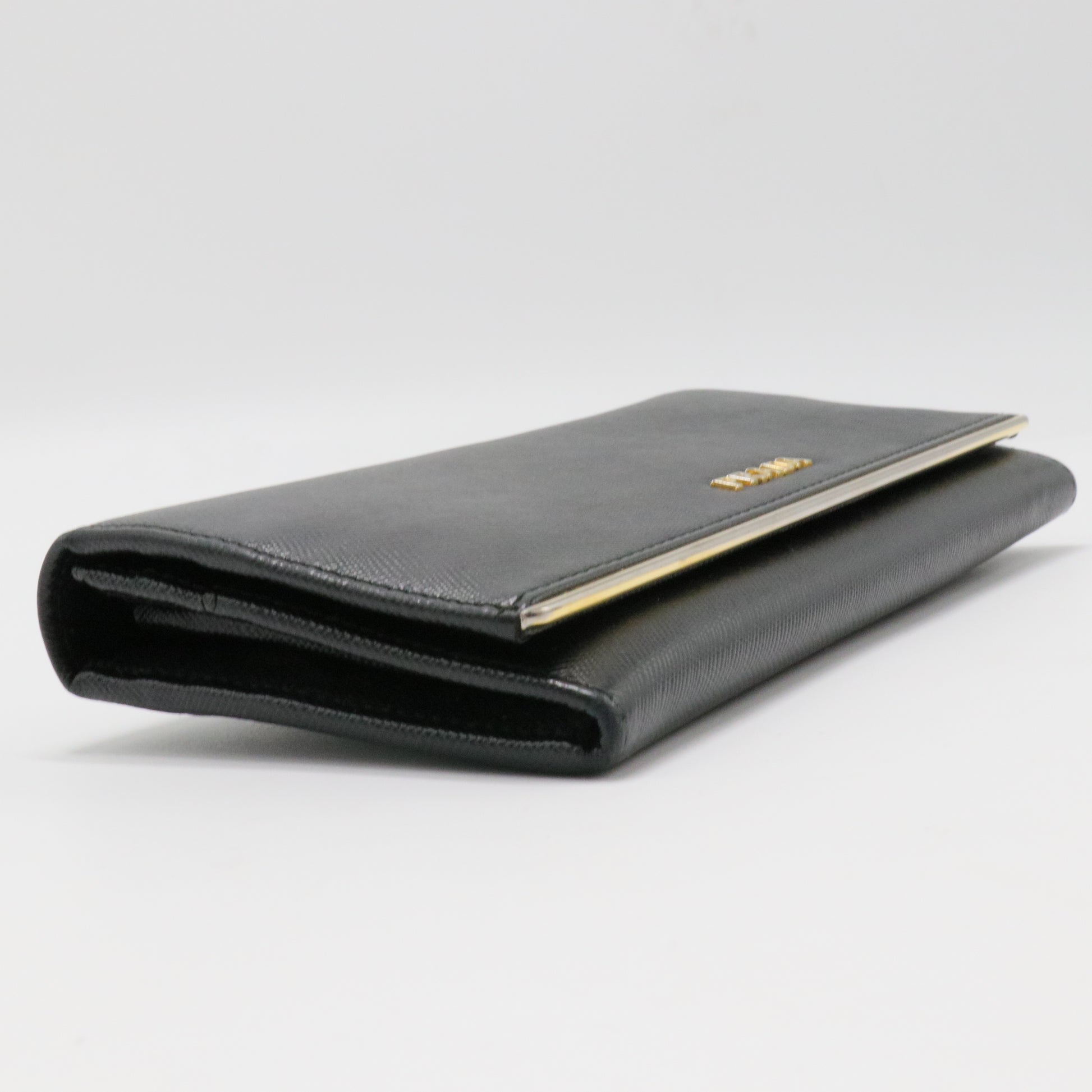 Continental Flap Wallet Saffiano Leather with Metal Detail