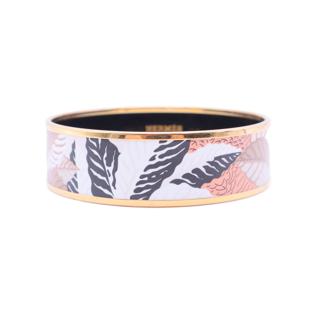 Wide Enamel Bangle (Palm Leaves)