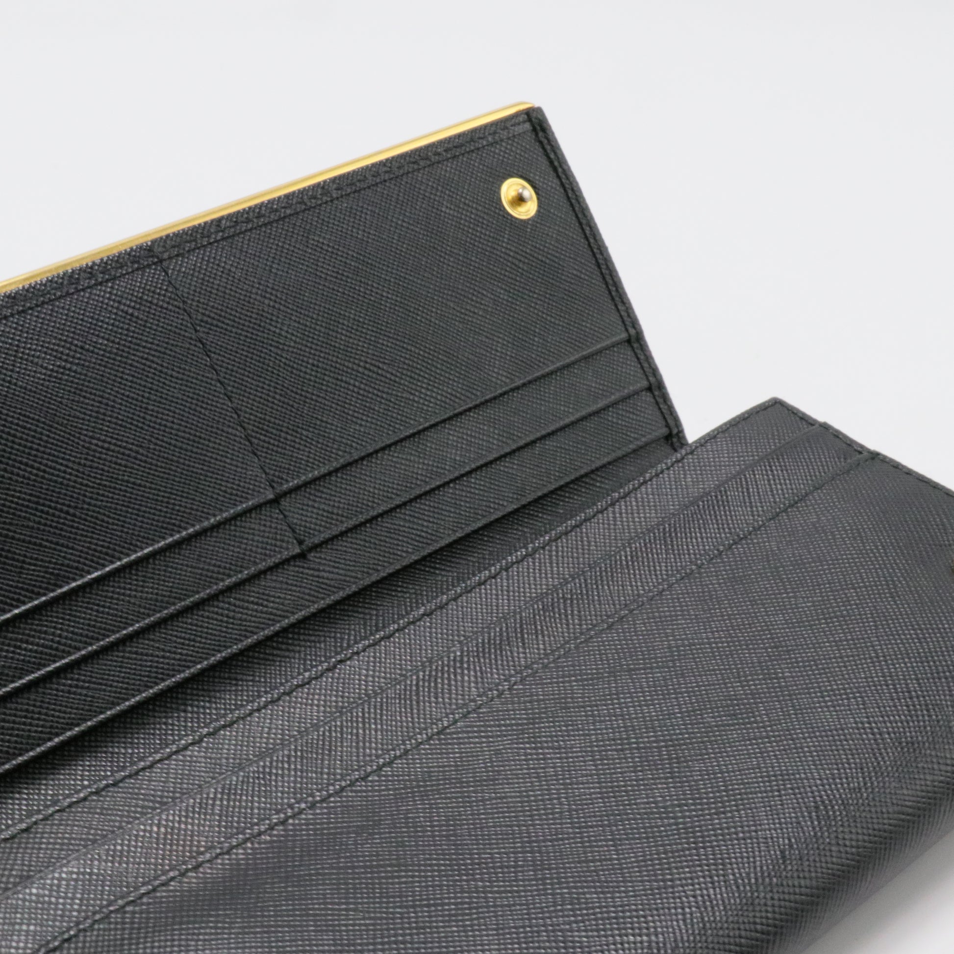 Continental Flap Wallet Saffiano Leather with Metal Detail