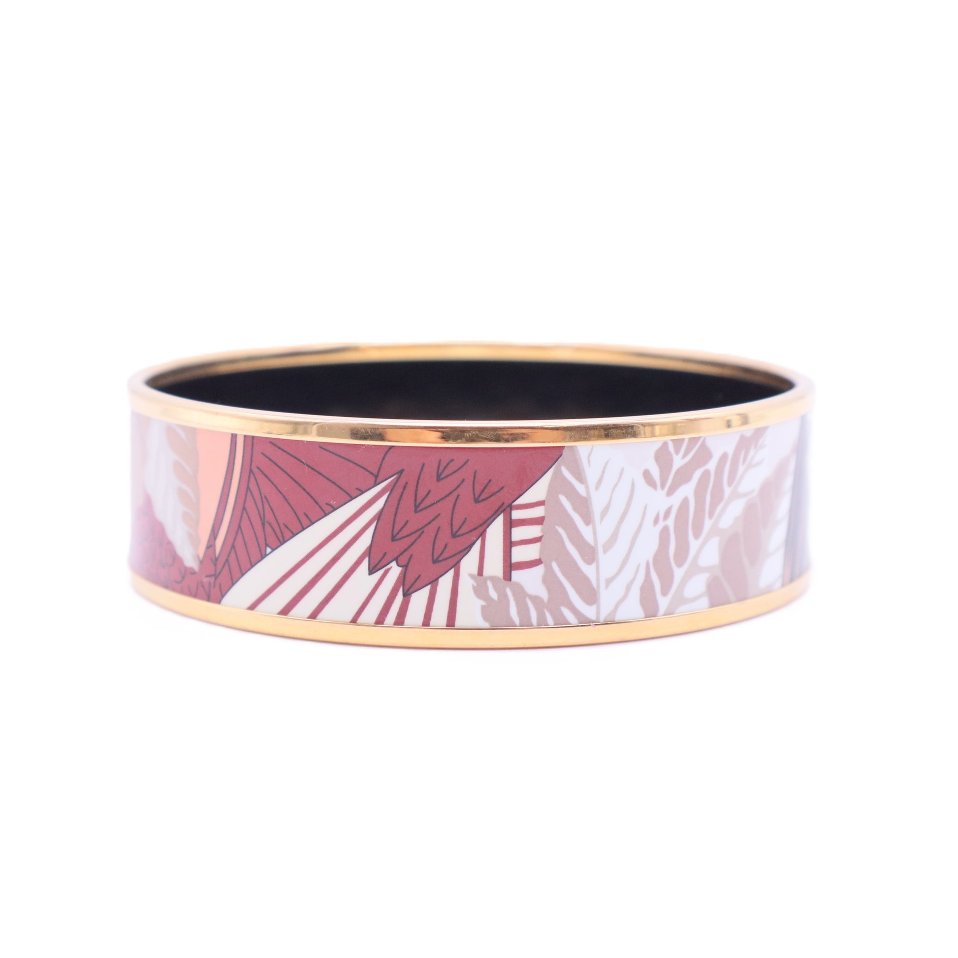 Wide Enamel Bangle (Palm Leaves)